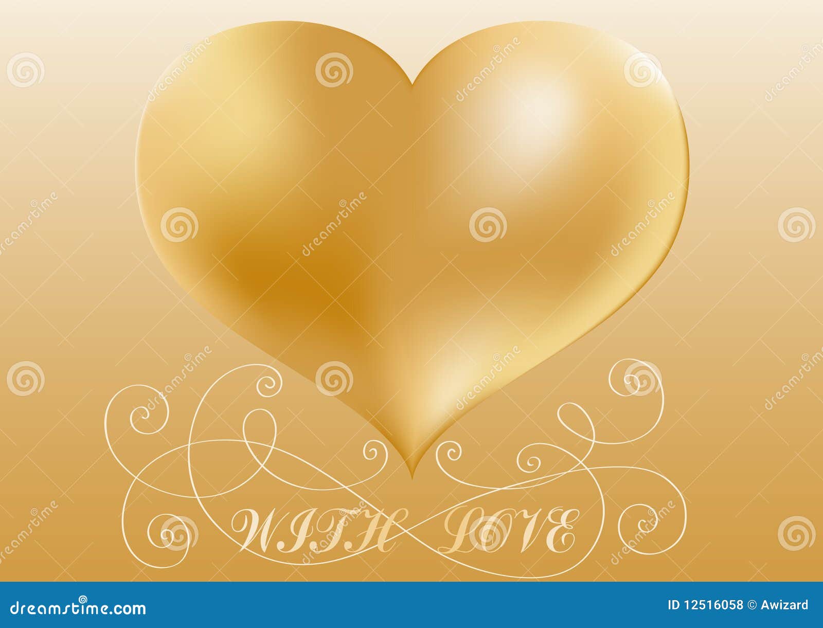 Greeting Card with Bronze Heart Stock Vector Illustration of