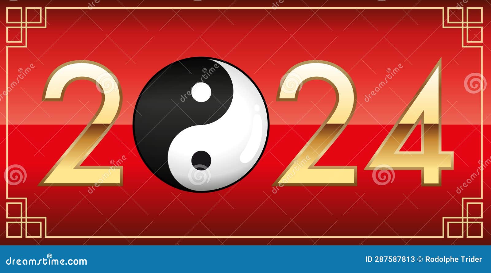greeting card 2024 with the chinese  of yin and yang.