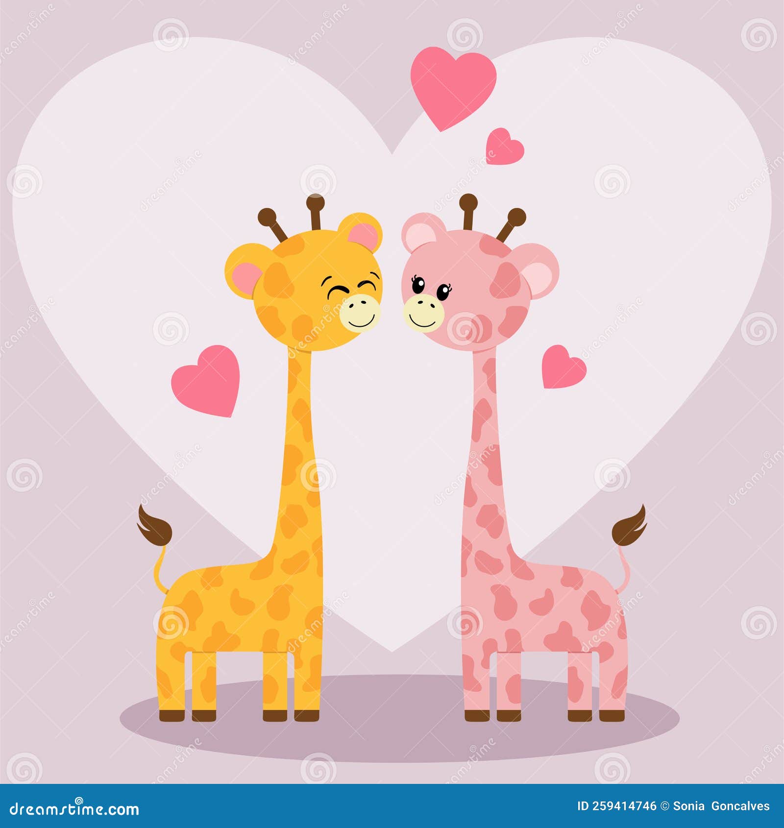 Greeting Card with Cute Giraffes in Love Stock Vector - Illustration of