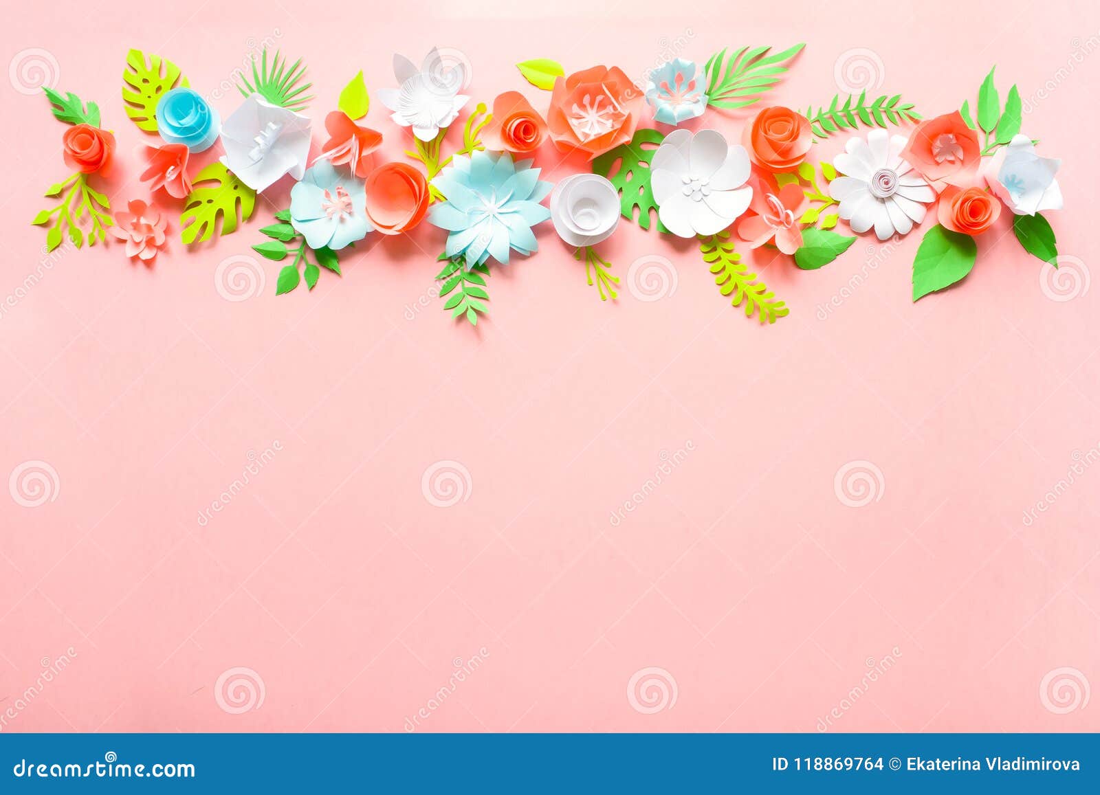 Download Greeting Card With Different Paper Flowers Stock Illustration Illustration of beautiful greeting