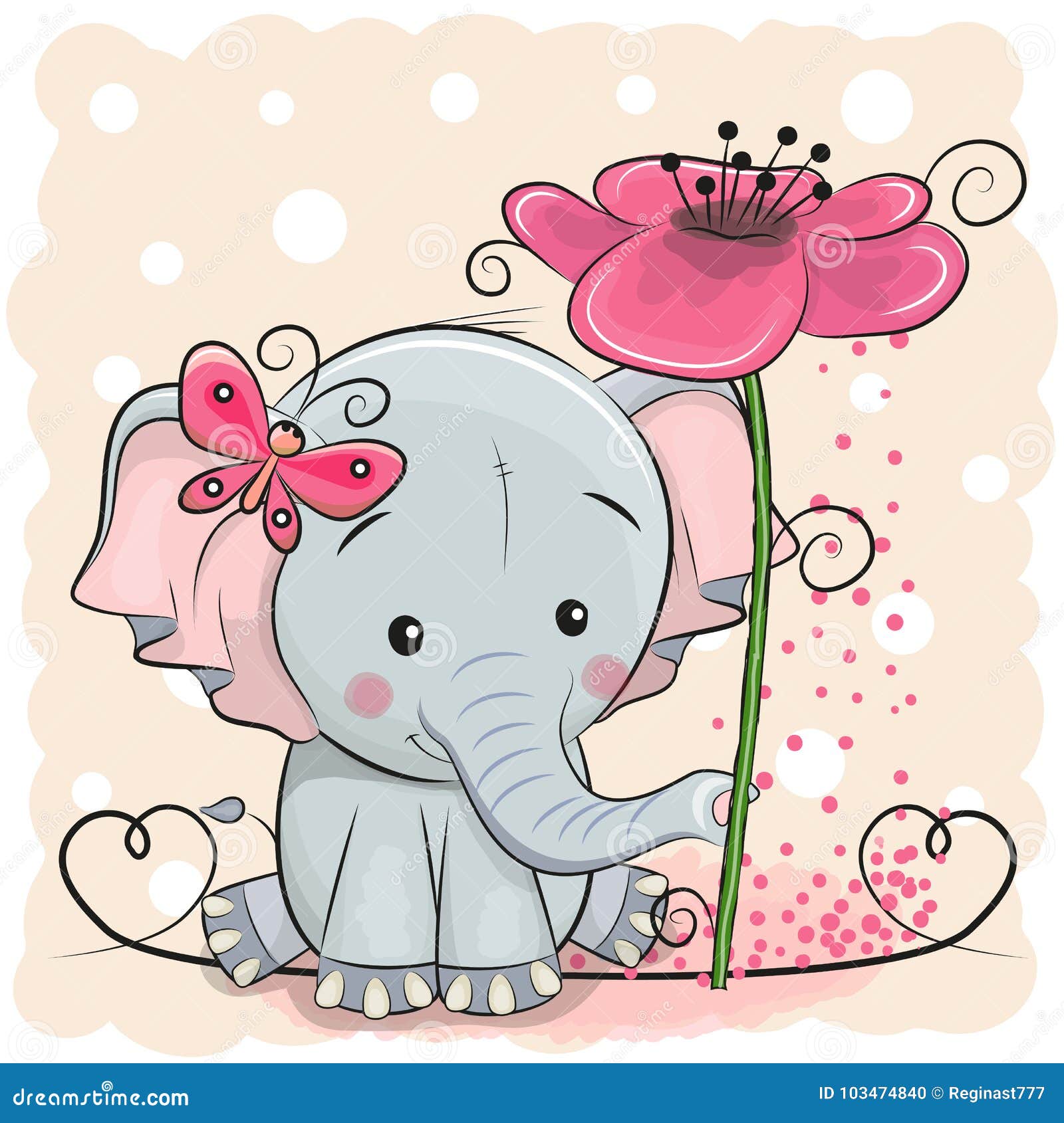 greeting card elephant with flower