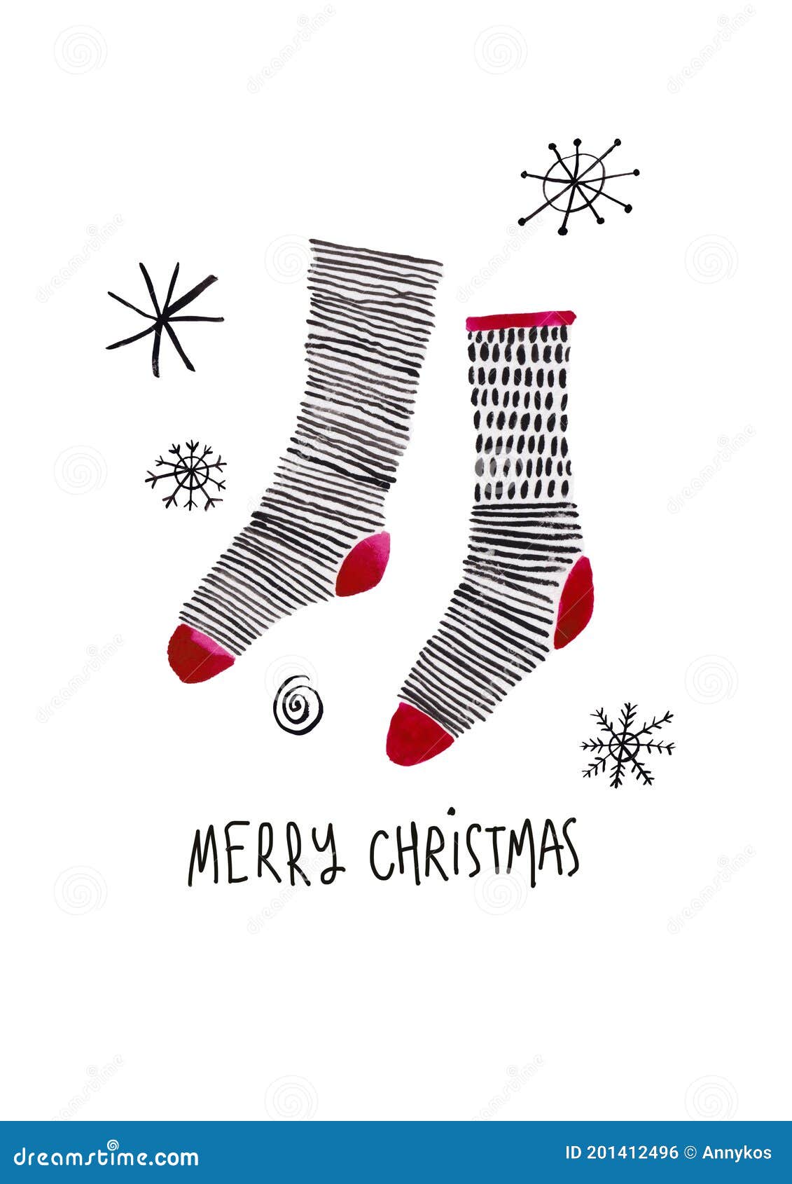 Greeting Card with Funny Pair of Christmas Socks Stock Illustration ...