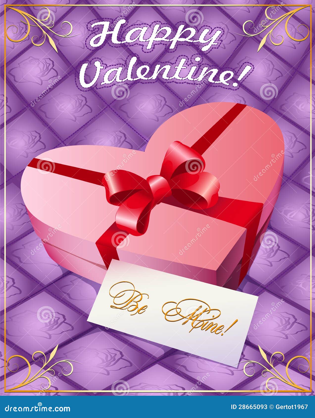 Greeting Card with Gift Box Stock Vector Illustration of vintage