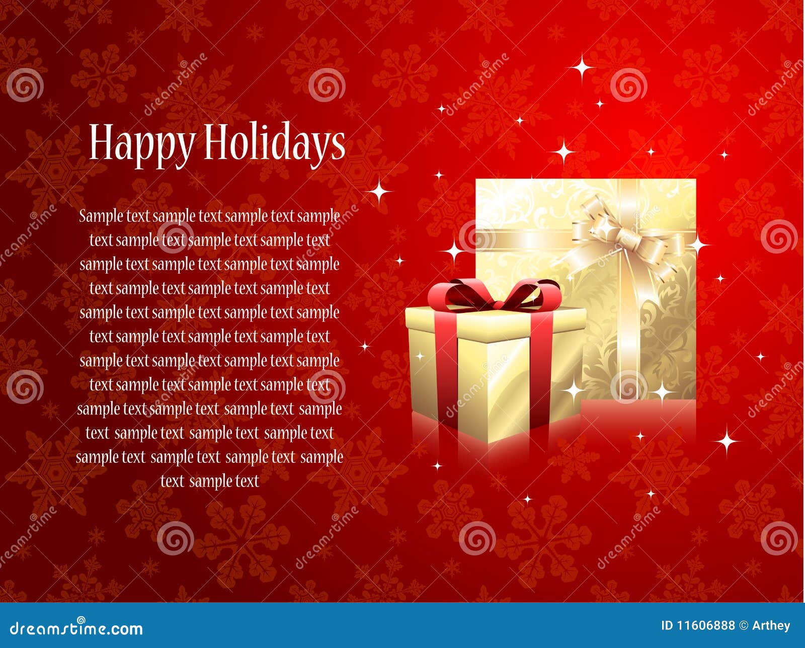 Greeting card with gifts stock illustration. Illustration of gift