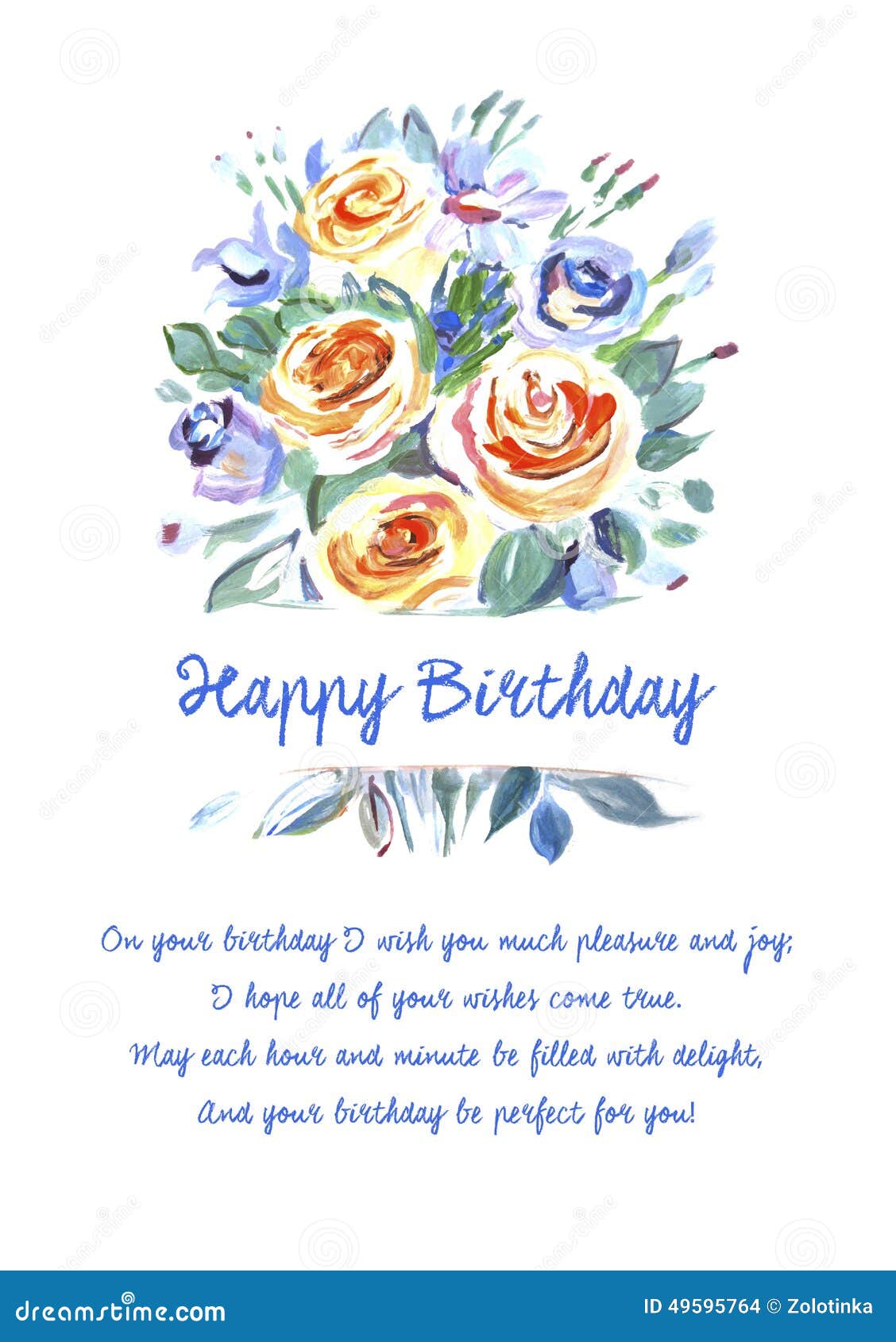 Greeting Card Happy Birthday with Beautiful Stock Vector - Illustration of graphic, floral: 49595764