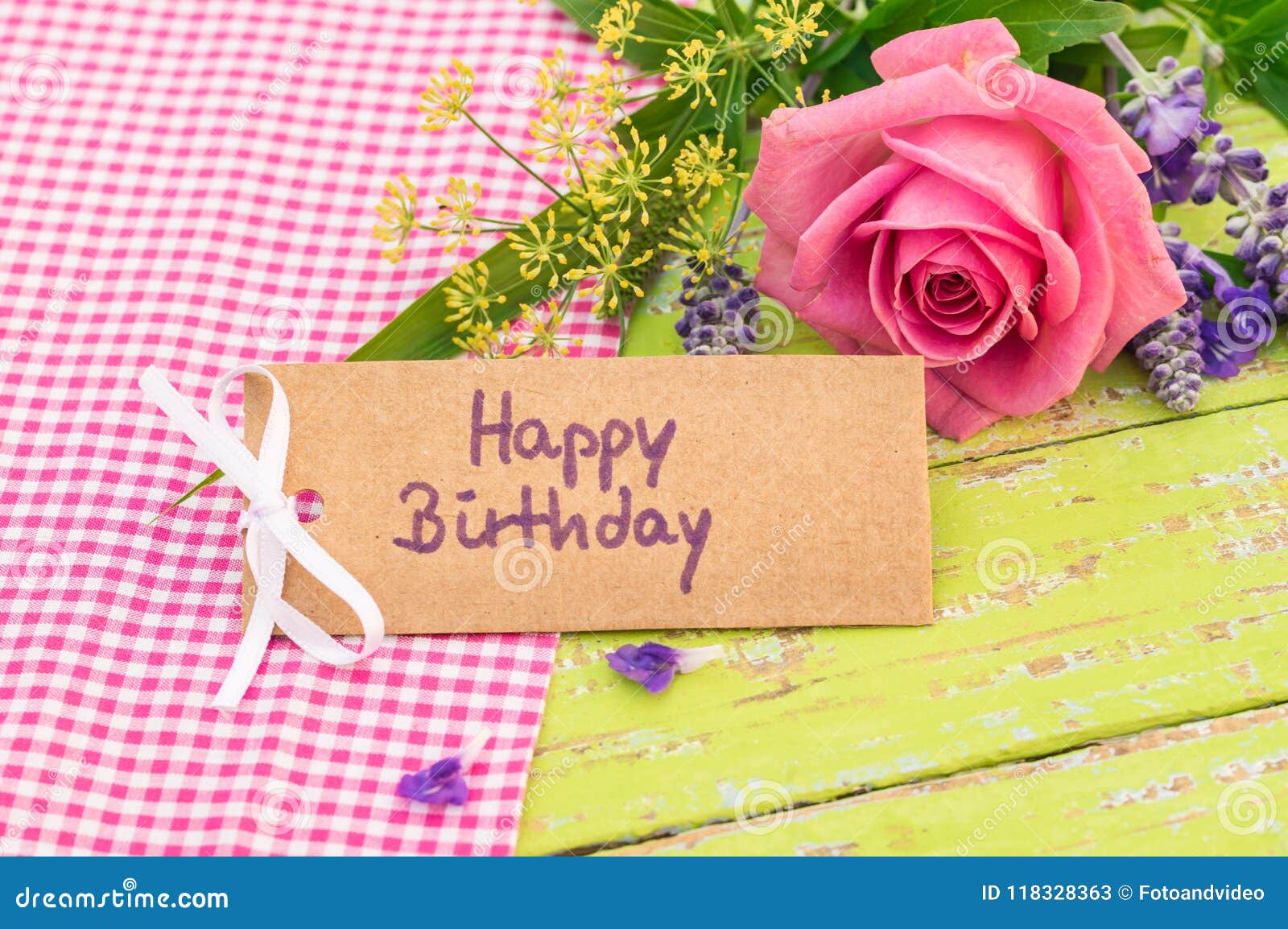 Greeting Card Happy Birthday with Rose Flower Bouquet Stock Image ...