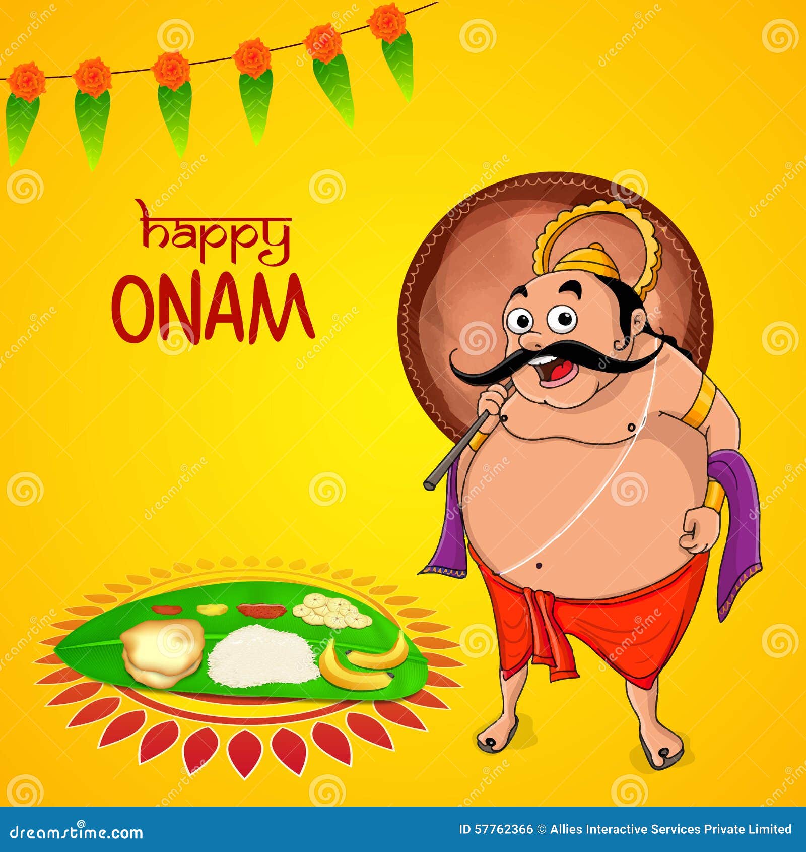 Greeting Card for Happy Onam Celebration. Stock Illustration - Illustration  of chingam, colorful: 57762366