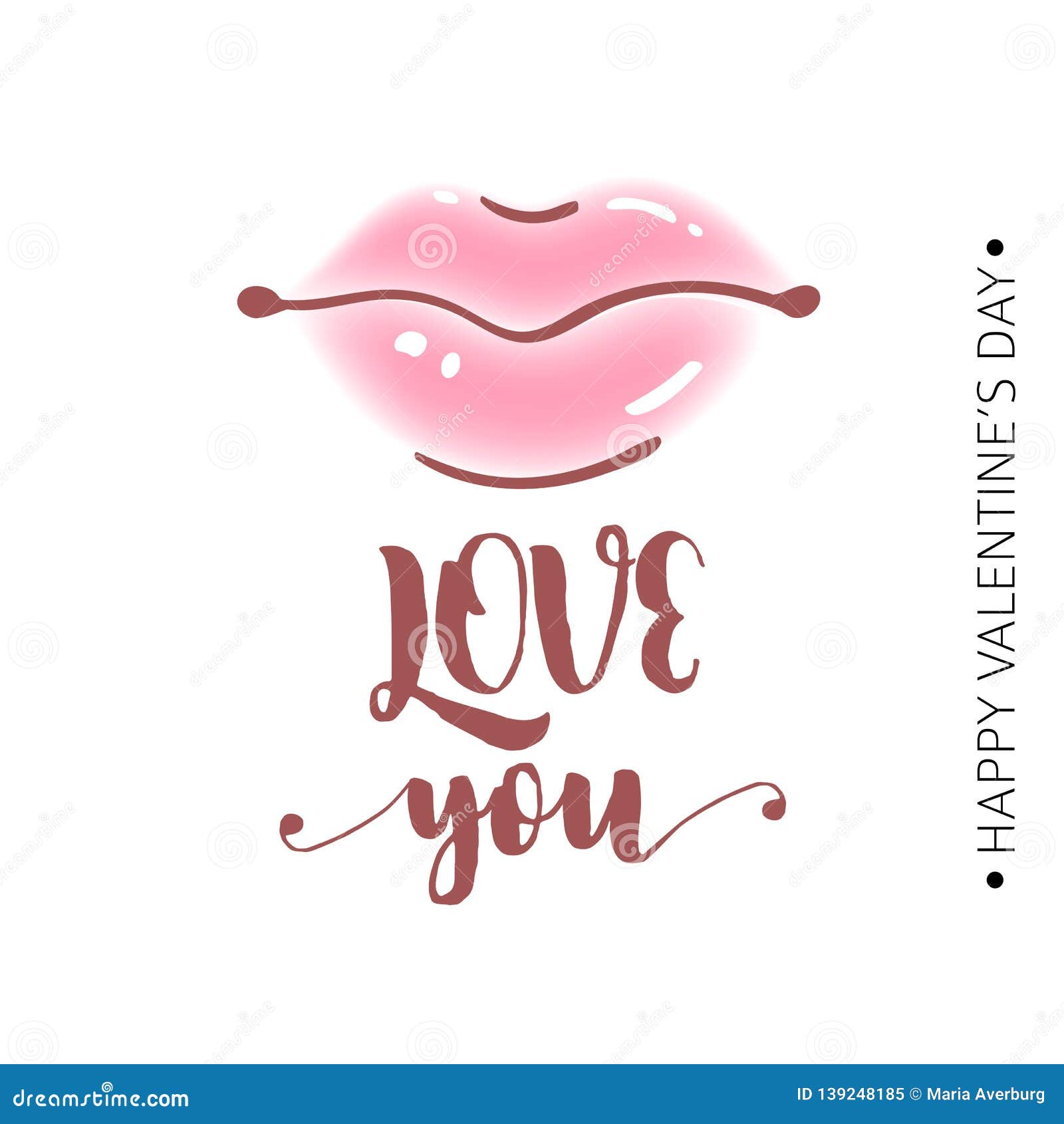 Greeting Card Happy Valentine S Day Women S Lips Vector Stock 