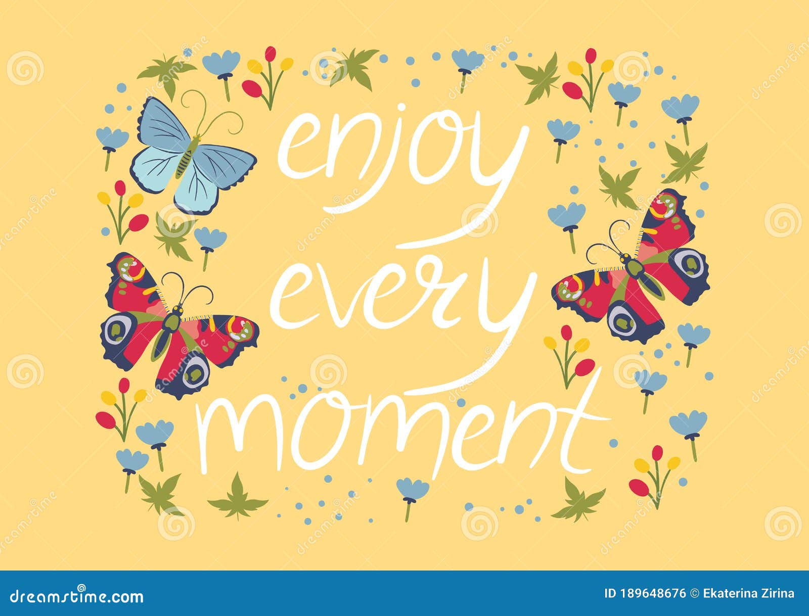 Download Greeting Card With Inscription And Butterflies. Vector ...