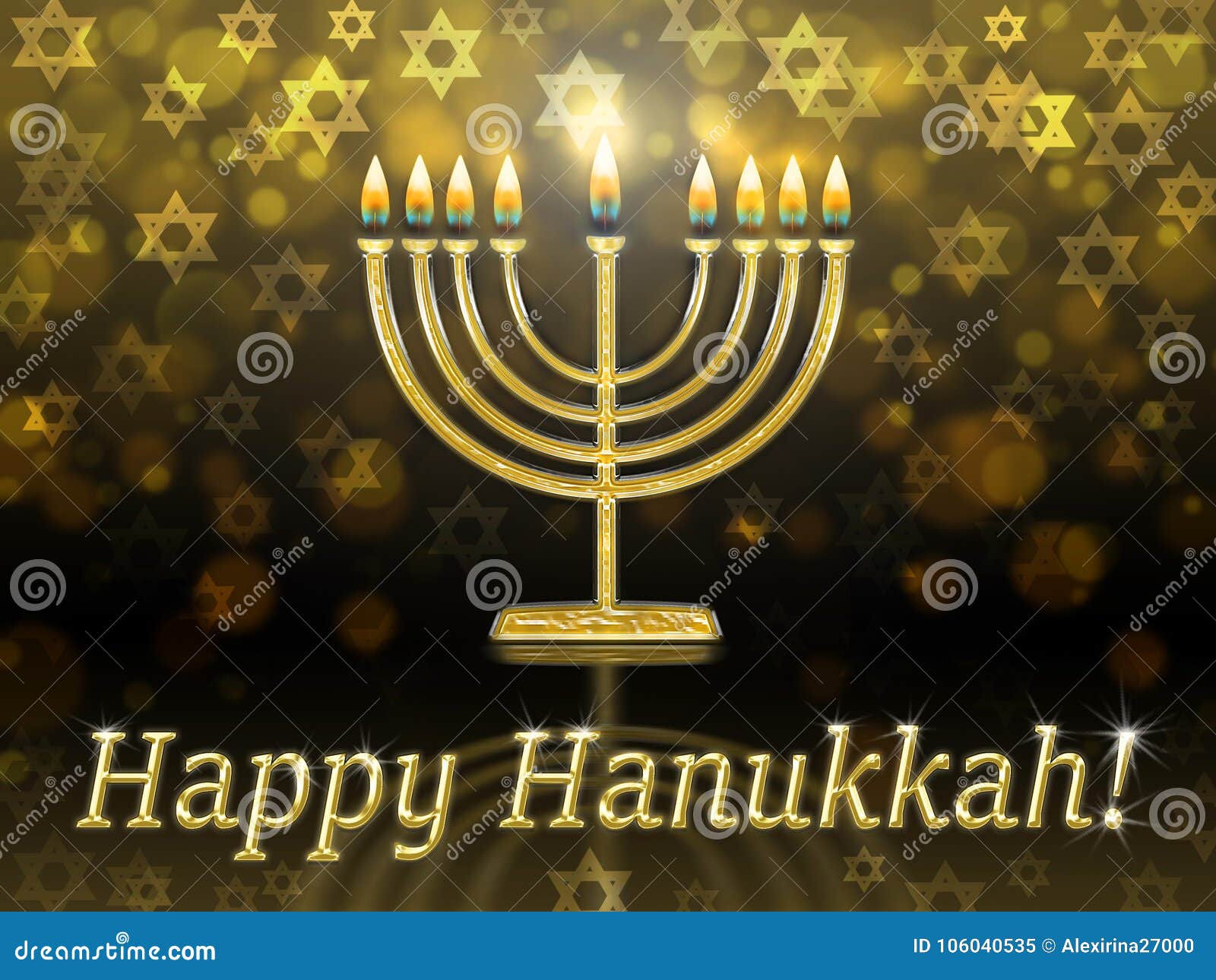 Greeting Card with Inscription - Happy Hanukkah Stock Illustration ...