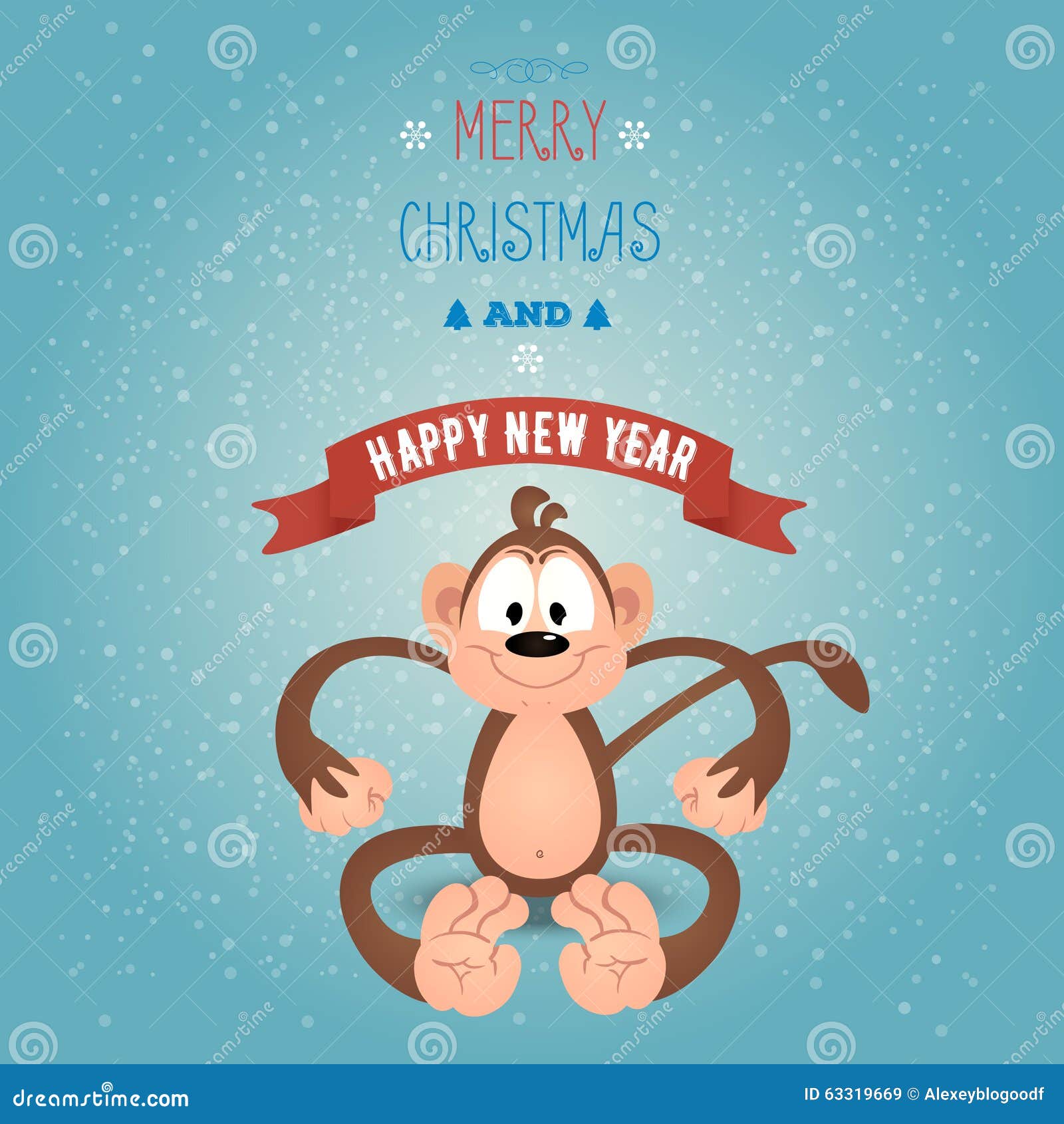 Greeting Card Merry Christmas And Happy New Year With ...