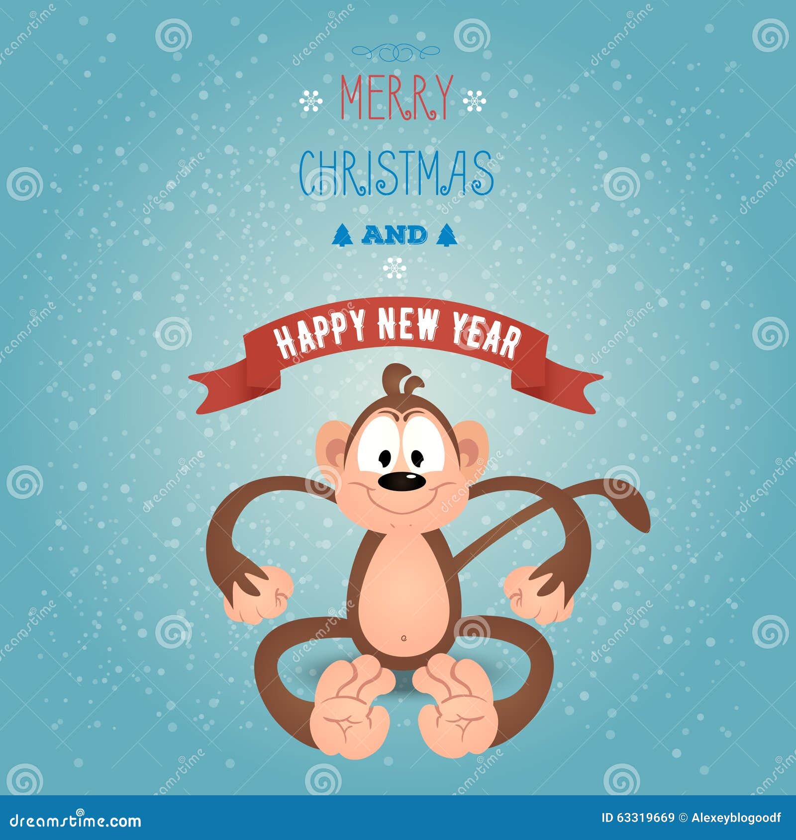 Greeting Card Merry Christmas And Happy New Year With 