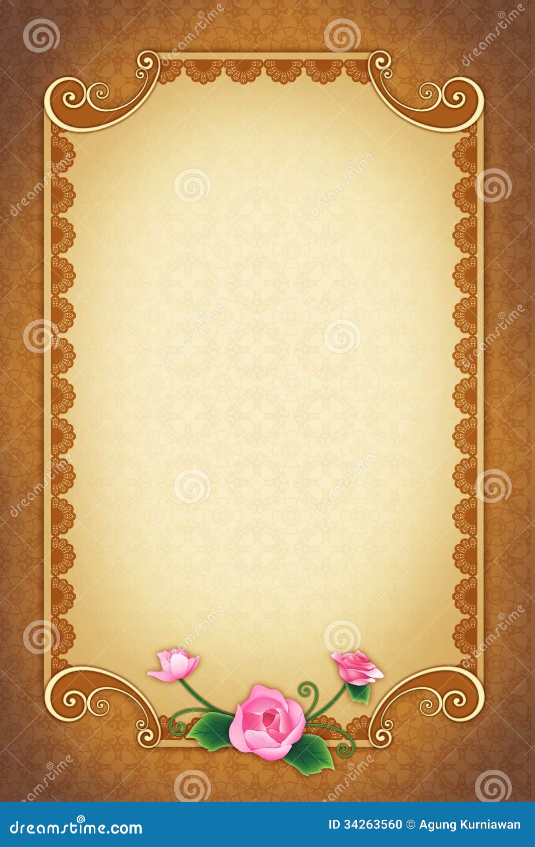 Greeting Card With Ornamental Background And Frame Illustration