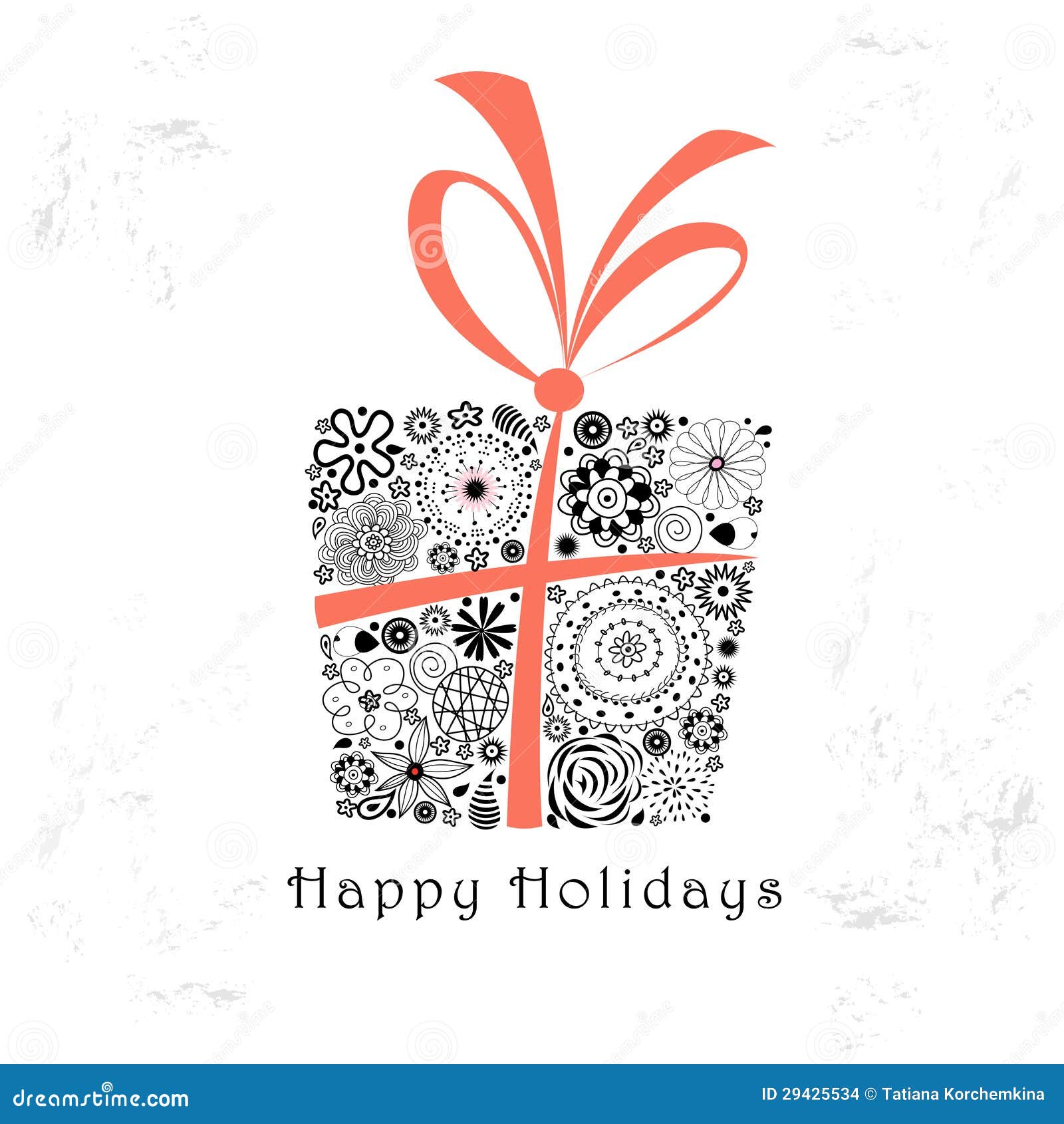 Greeting Card with Ornamental Gift Stock Vector - Illustration of loop ...