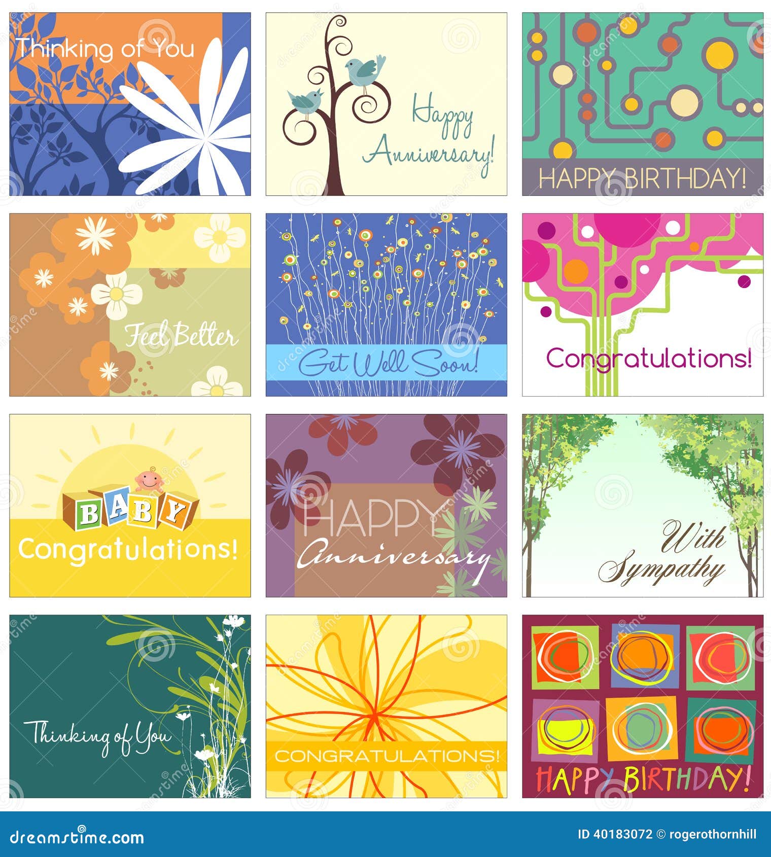 Greeting Card Set 12 Designs Stock Vector Illustration of card, elements 40183072