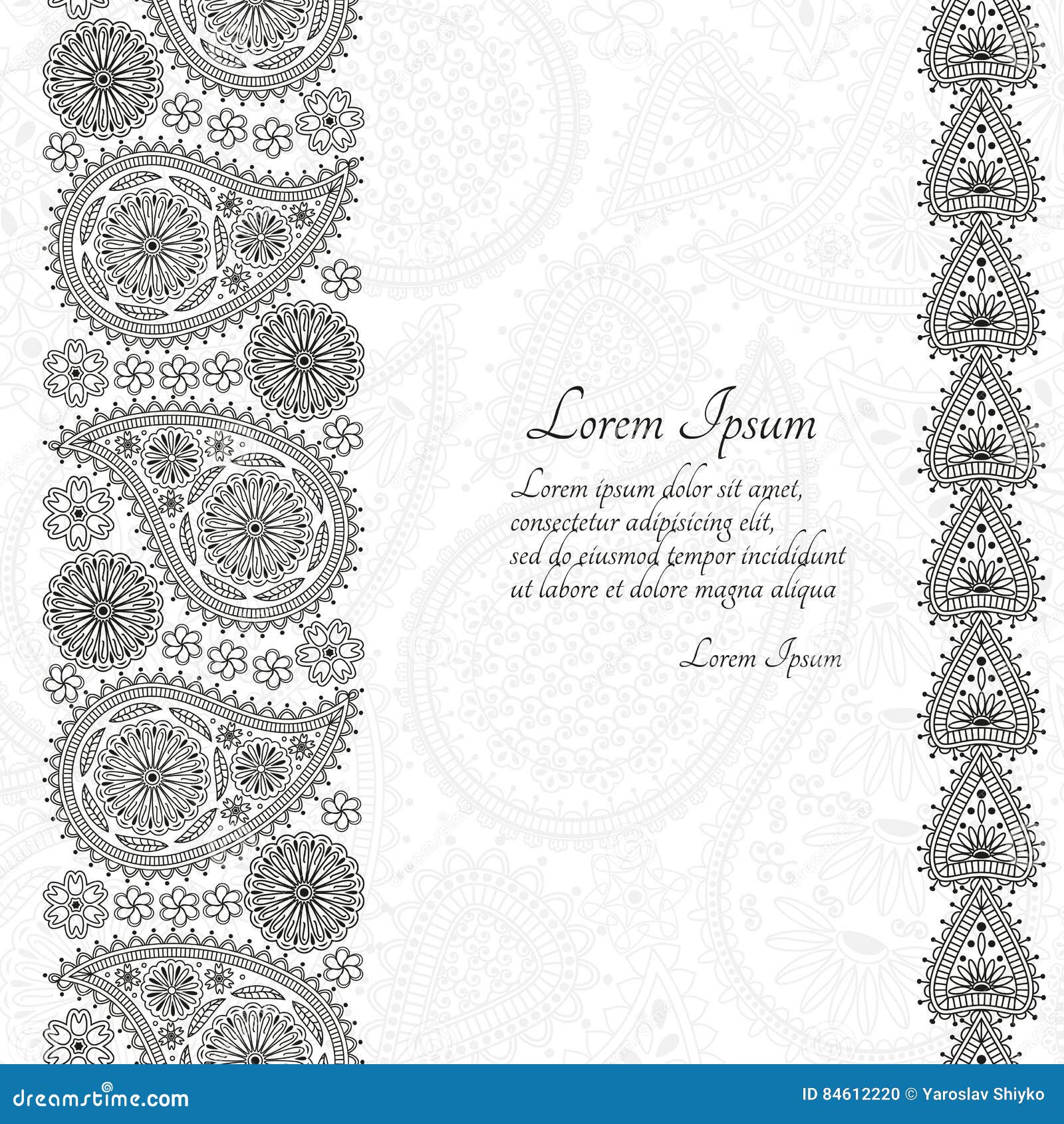 Greeting Card or Template with Paisley Ornament Stock Vector