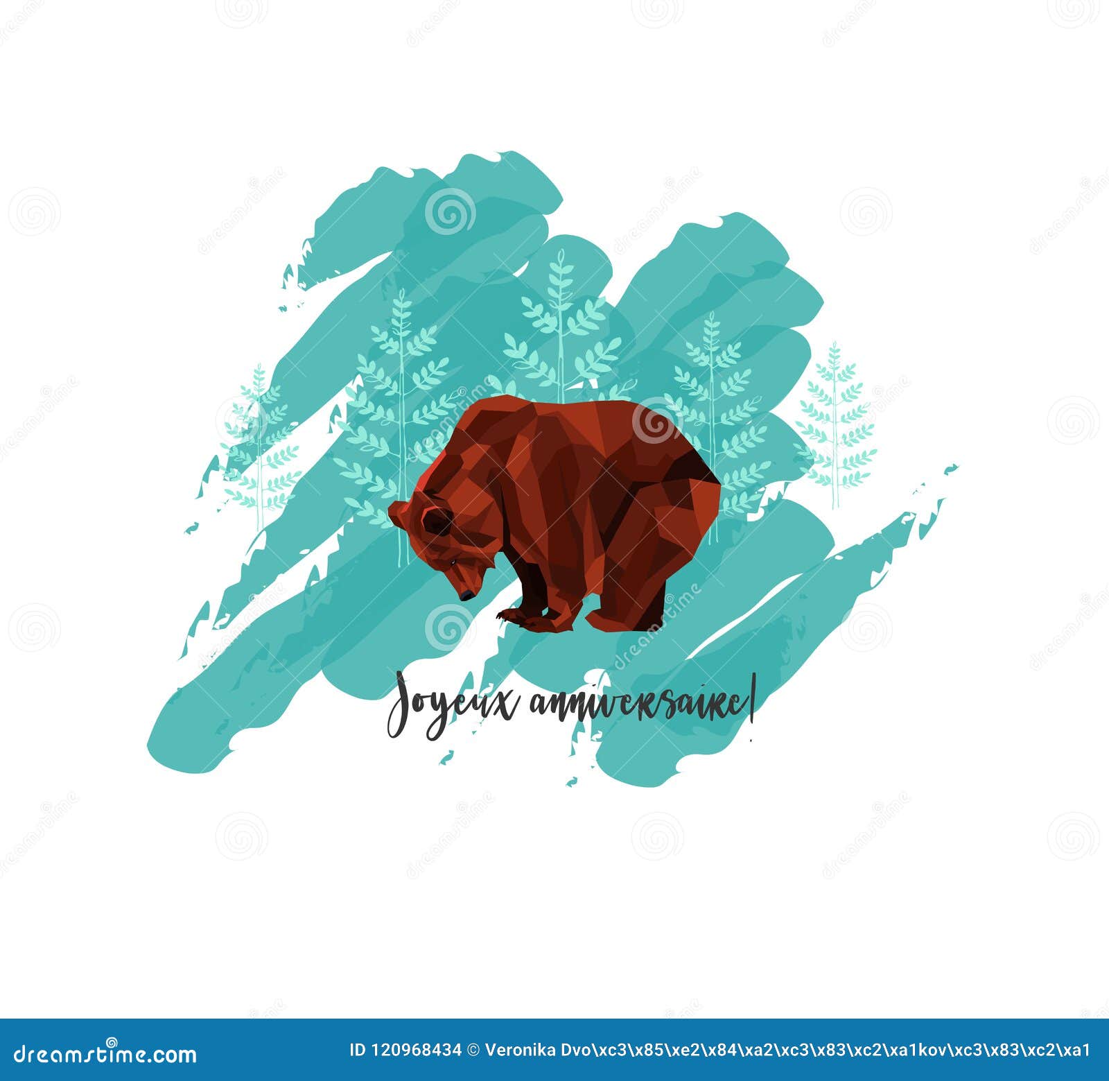 Greeting Card with Text in French: Joyeux Anniversaire - in English Happy Birthday. the Card with Low Poly Brown Bear and Trees on Stock Vector - Illustration of angular, birthday: 120968434 Greeting Card with Text in French: Joyeux Anniversaire - in English Happy Birthday. the Card with Low Poly Brown Bear and Trees on Stock Vector - Illustration of angular, birthday: 120968434