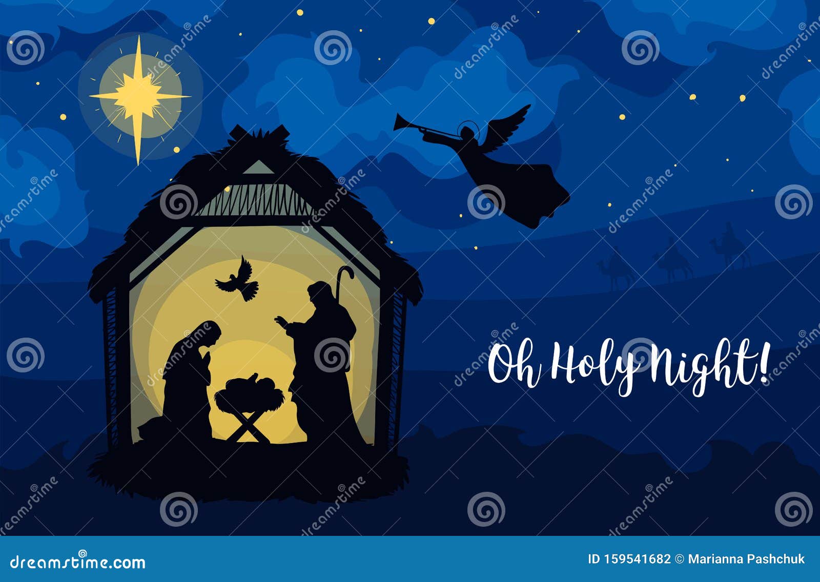 Greeting Card of Traditional Christian Christmas Nativity Scene of ...