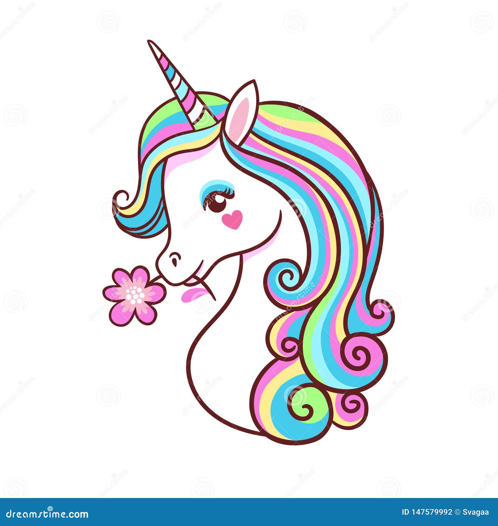 Greeting Card with Unicorn on a White Background. Stock Vector ...