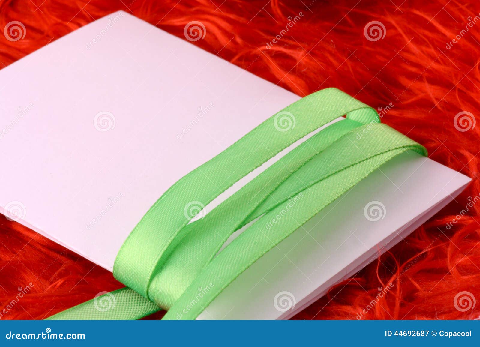 Greeting Card with White Paper and Green Bow Stock Image Image of gift, holiday 44692687