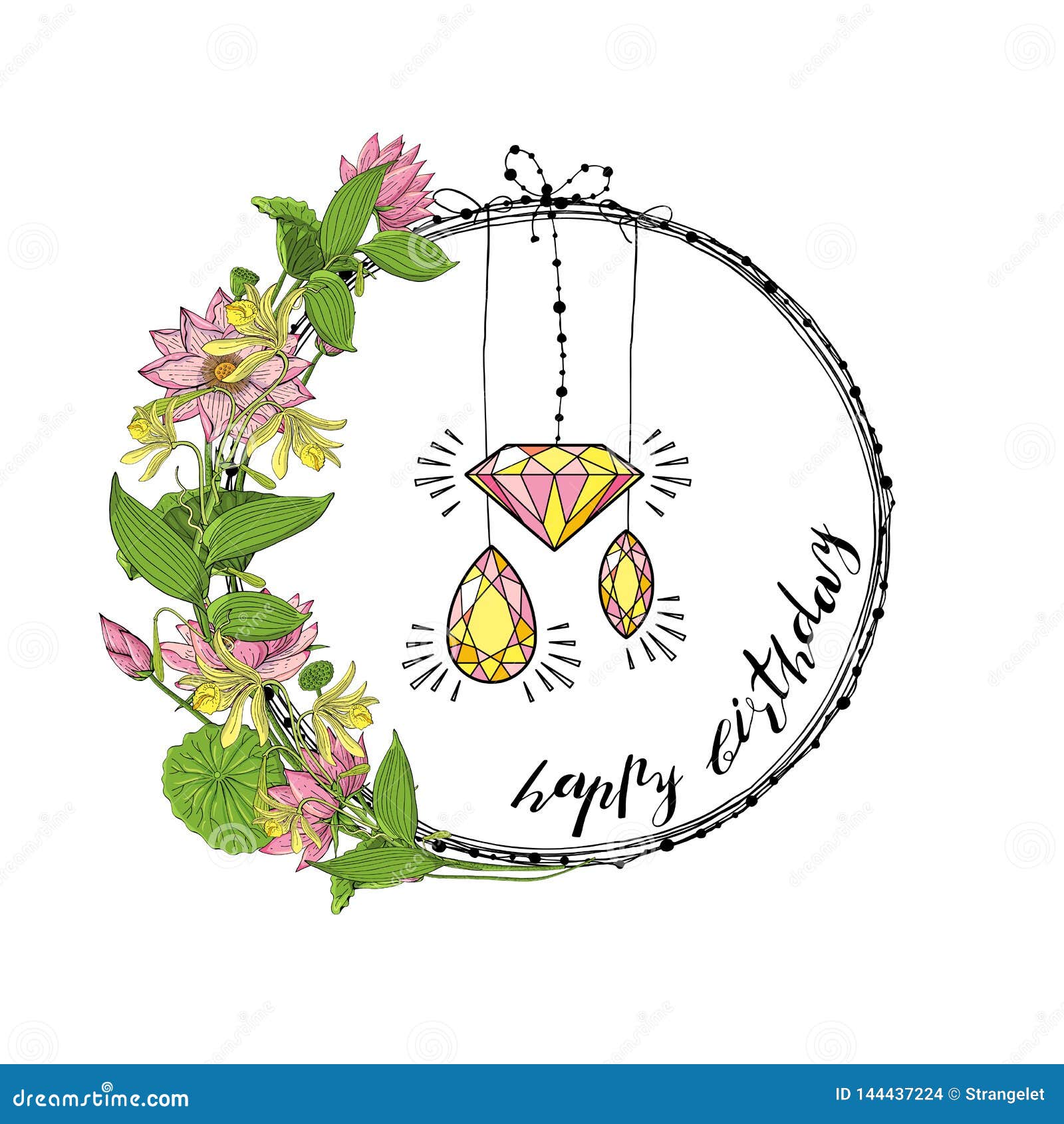 Diamond and flower bouquet decoration design Vector Image