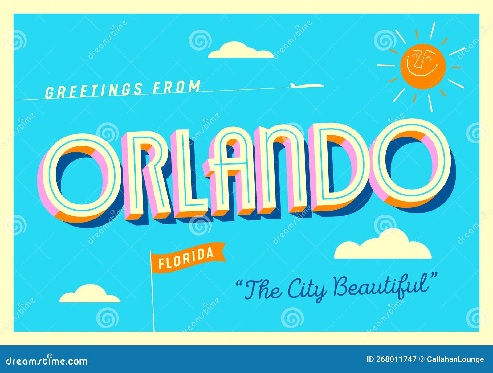 Greetings from Orlando, Florida, USA. Stock Vector Illustration of