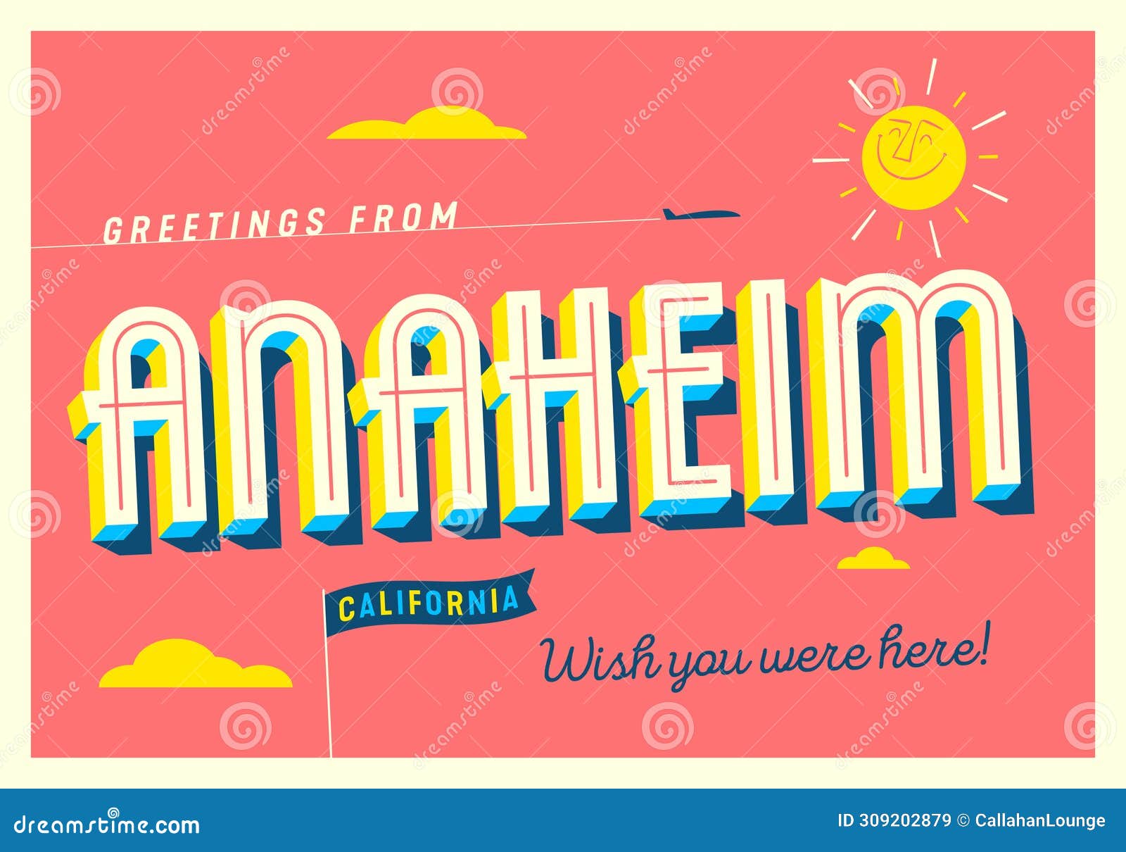greetings from anaheim, california, usa - touristic postcard.
