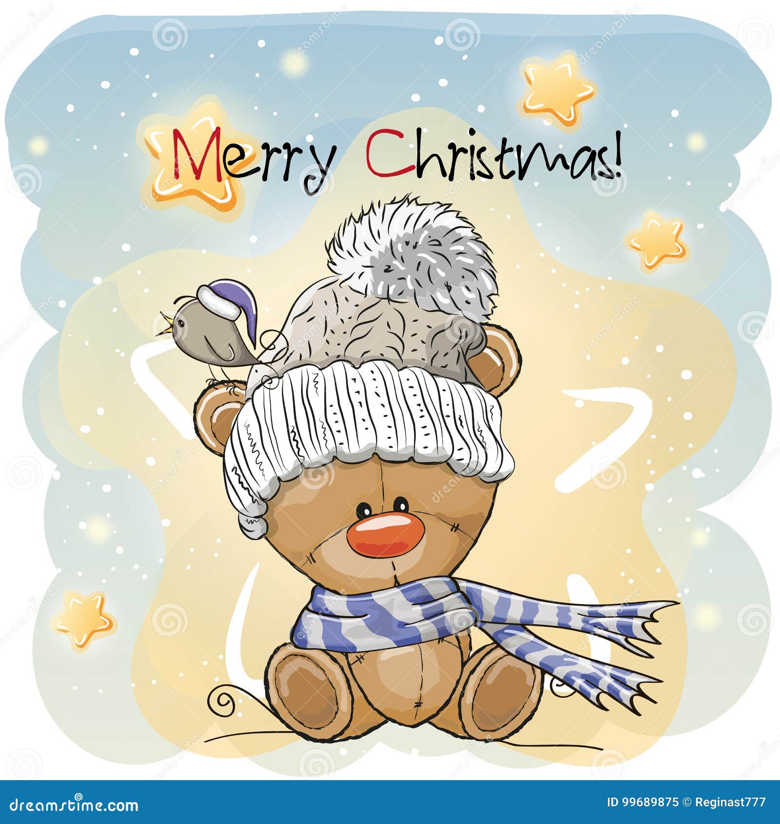 cute christmas teddy bear drawing