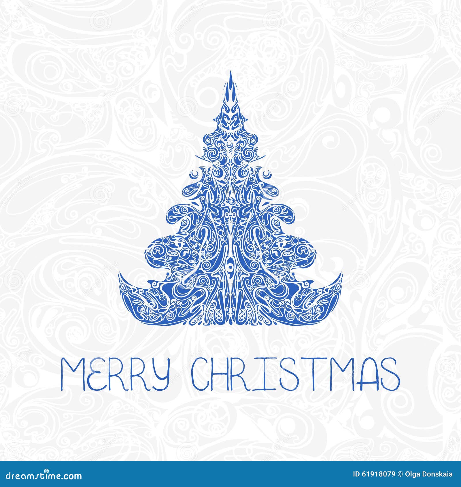 greeting decorative card with christmas tree stock vector greeting decorative card with christmas tree stock vector