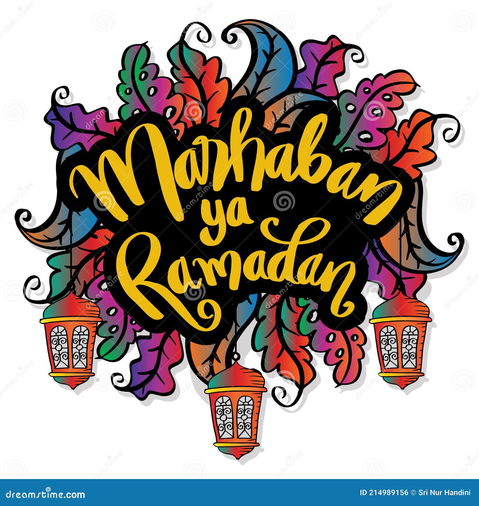 Greeting Of Marhaban Ya Ramadhan With Lettering Ied Mubarak Elegant