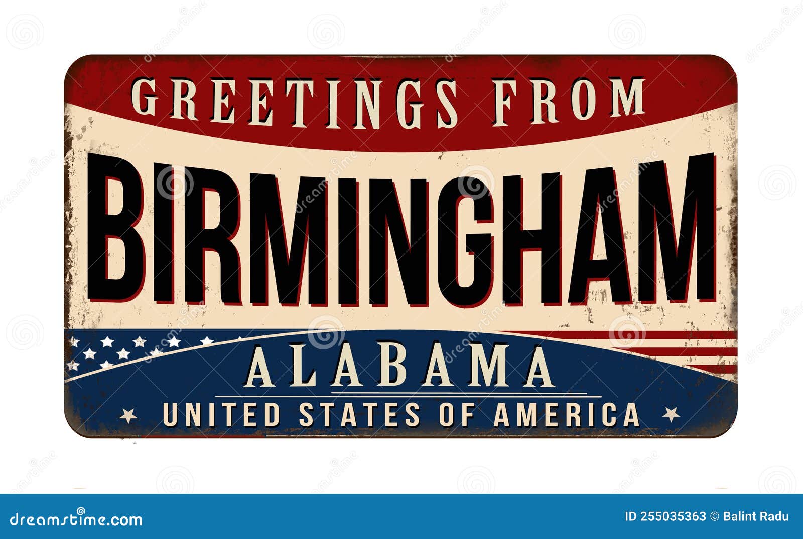 Greetings from Birmingham Vintage Rusty Metal Sign Stock Vector ...