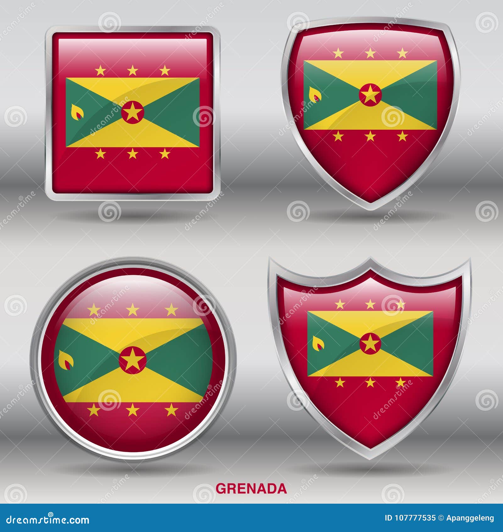 Download Grenada Flag In 4 Shapes Collection With Clipping Path ...