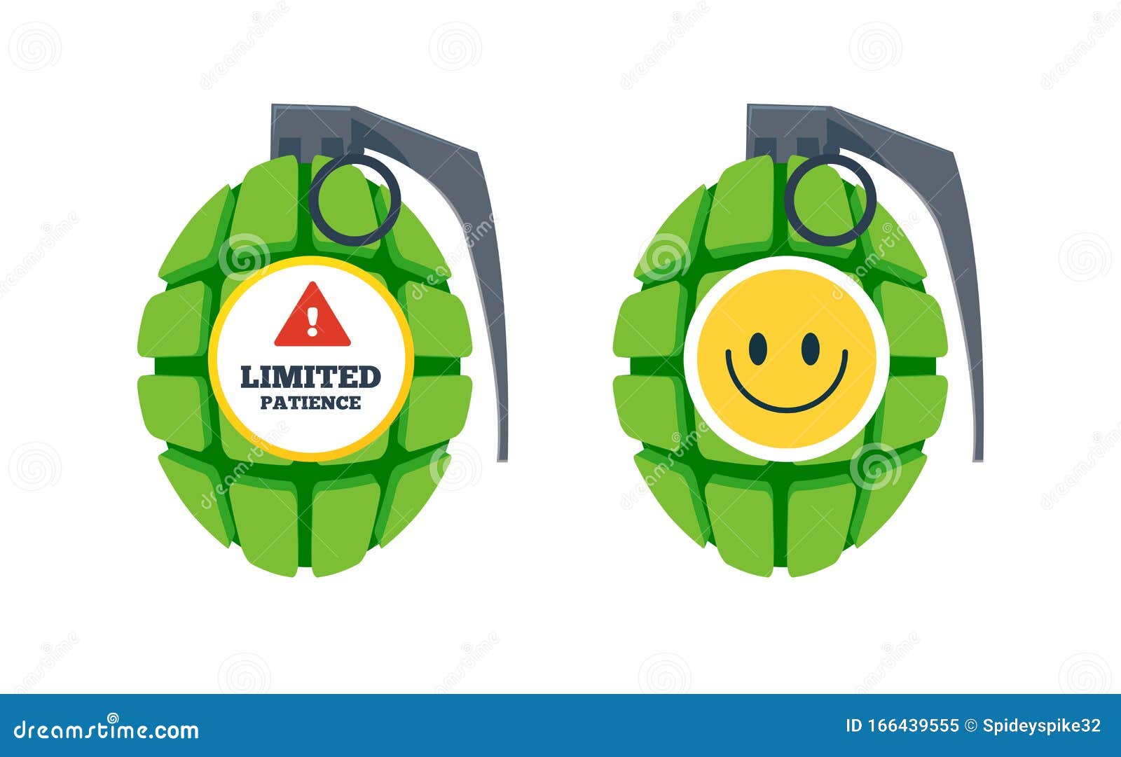 Grenades with Sticker. Vector Illustration Stock Illustration