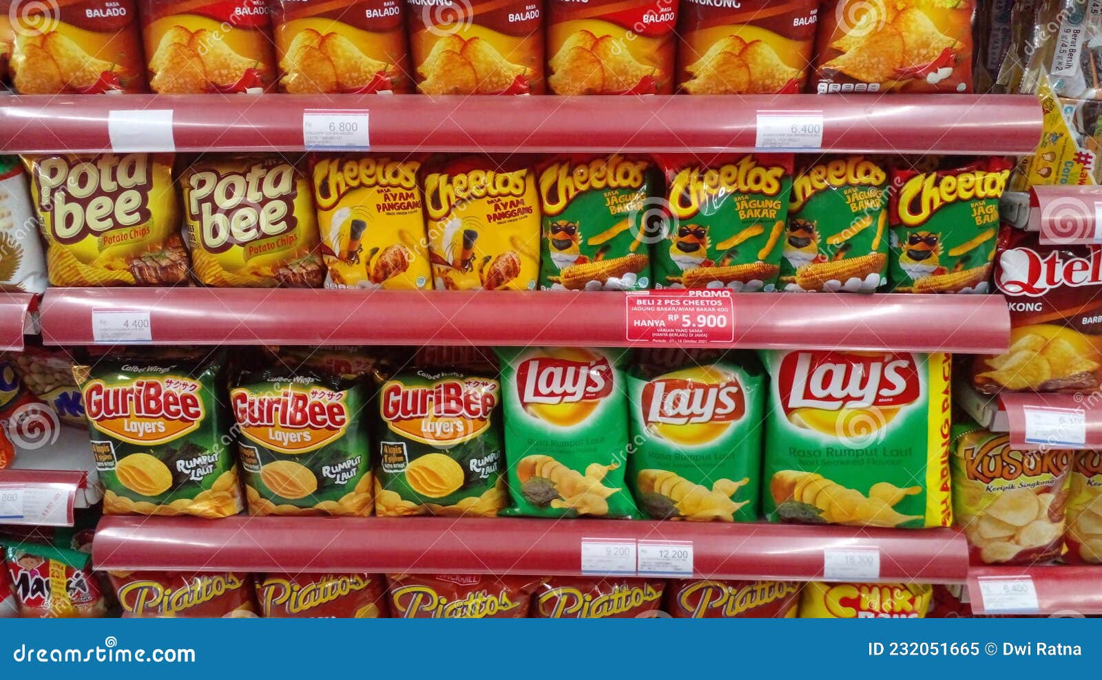 GRESIK, INDONESIA 13 October 2021 Various Snacks and Flavored Chips