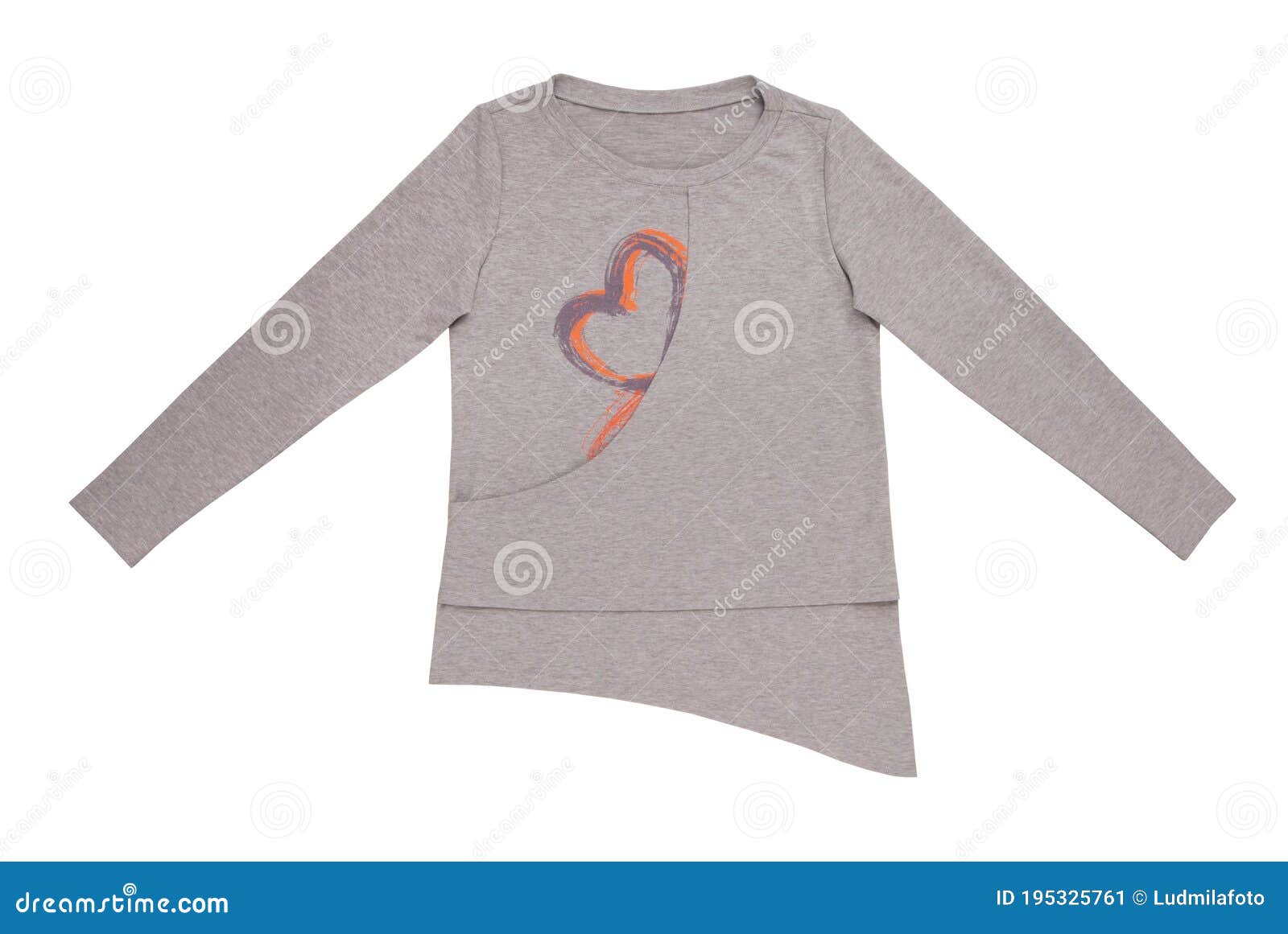 grey asymmetrical sweatshirt is on white background