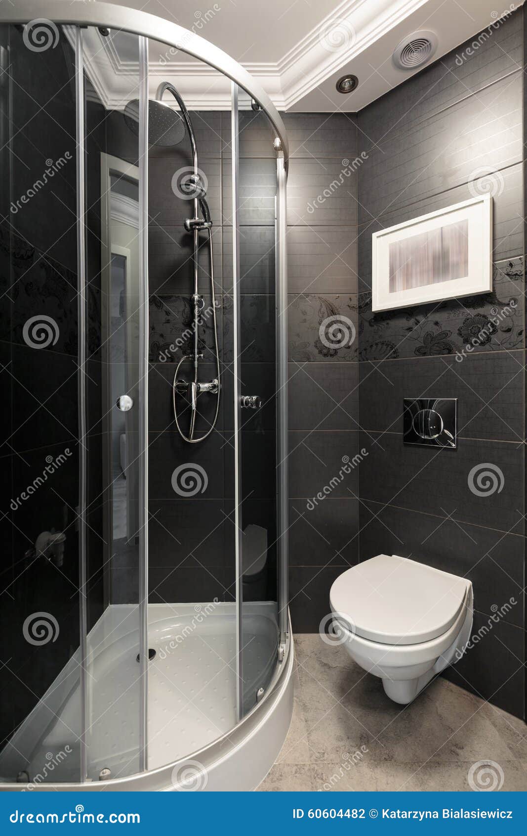 Grey Bathroom with Chrome Accents Stock Photo Image of little, bath