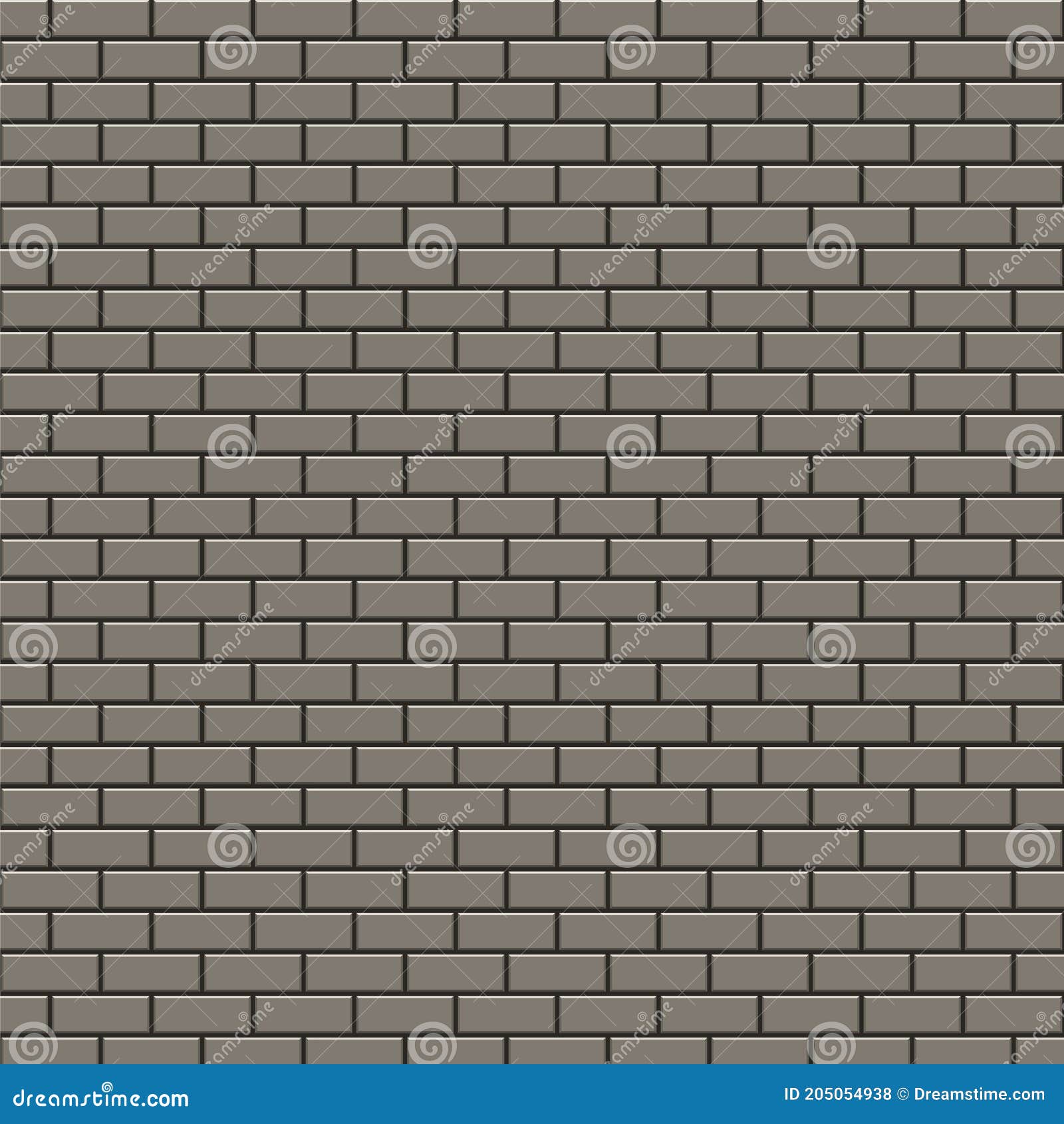 Grey Brick Wall Textured Pattern Background, Cartoon Style. Vector