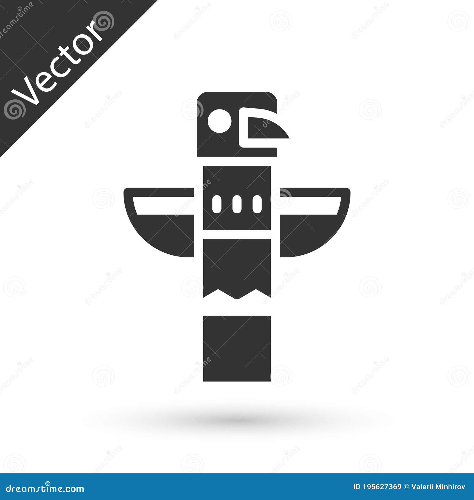 Grey Canadian Totem Pole Icon Isolated On White Background. Vector ...