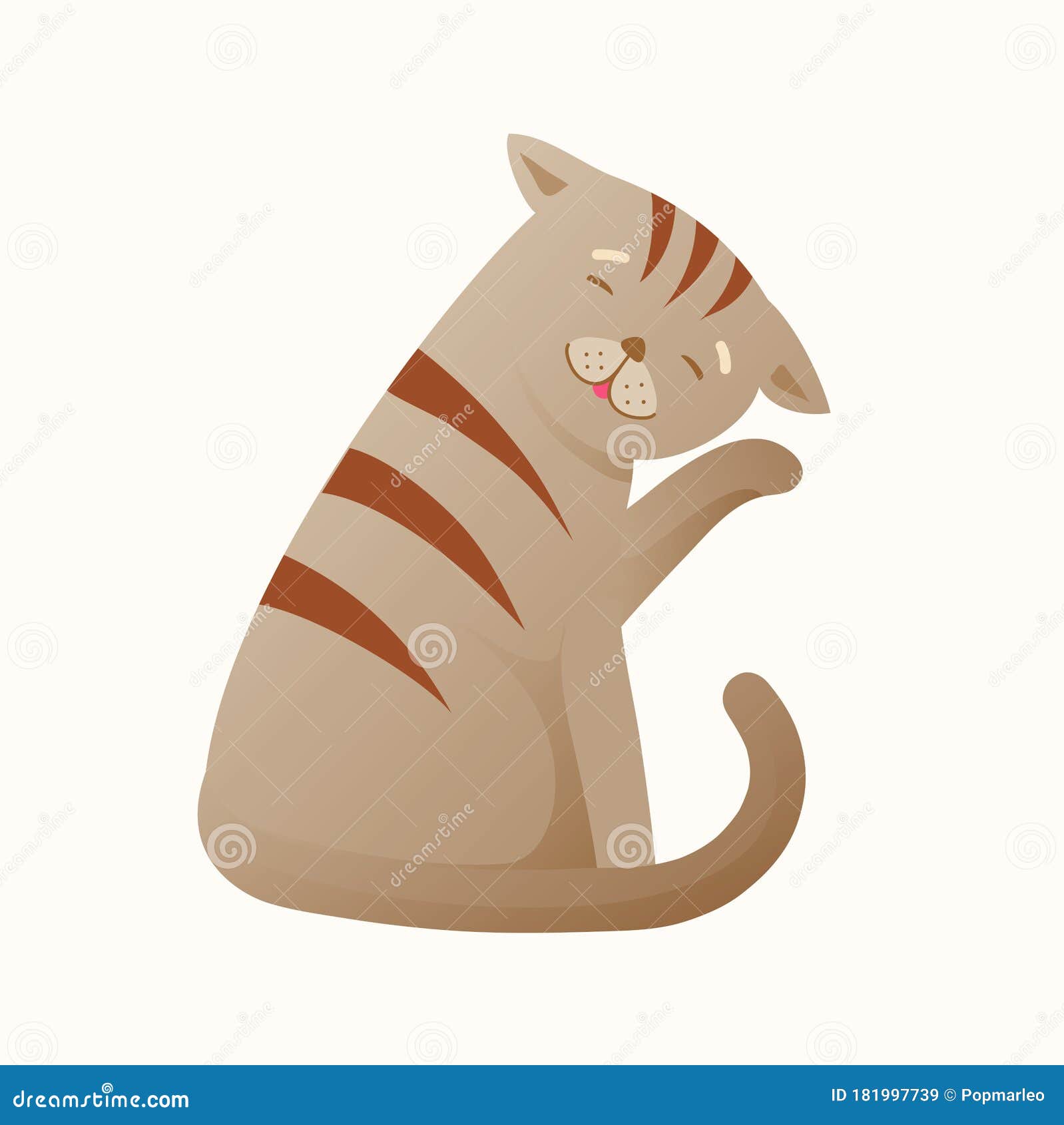Grey Cat Sitting Alone, Cleaning Itself, Fun Cartoon Character for Kids.  Stock Vector - Illustration of kitty, sketch: 181997739