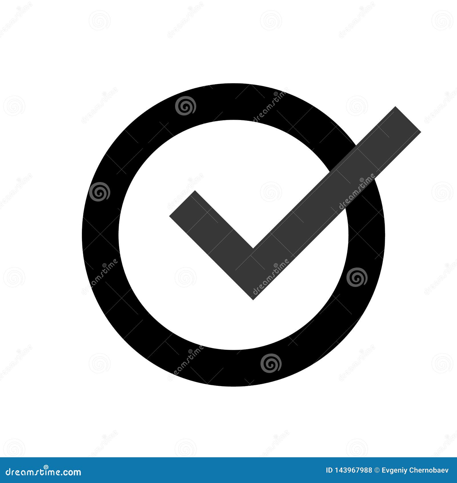 Grey Check Mark Icon in a Circle. Check List Button Icon. Check Mark
