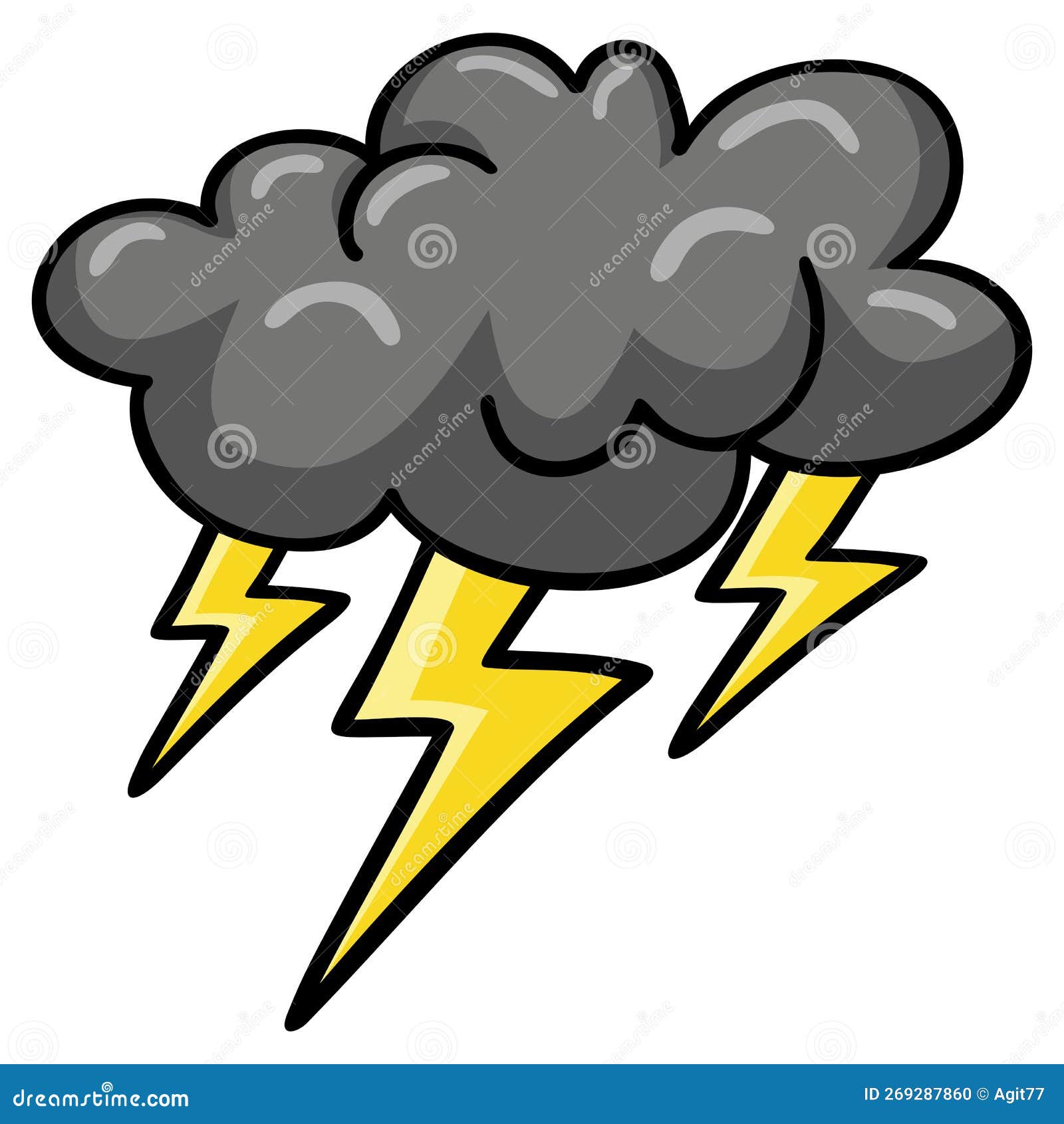 Grey Cloud Dark Flash Thunder Lightning Bolt Vector Illustration Cool