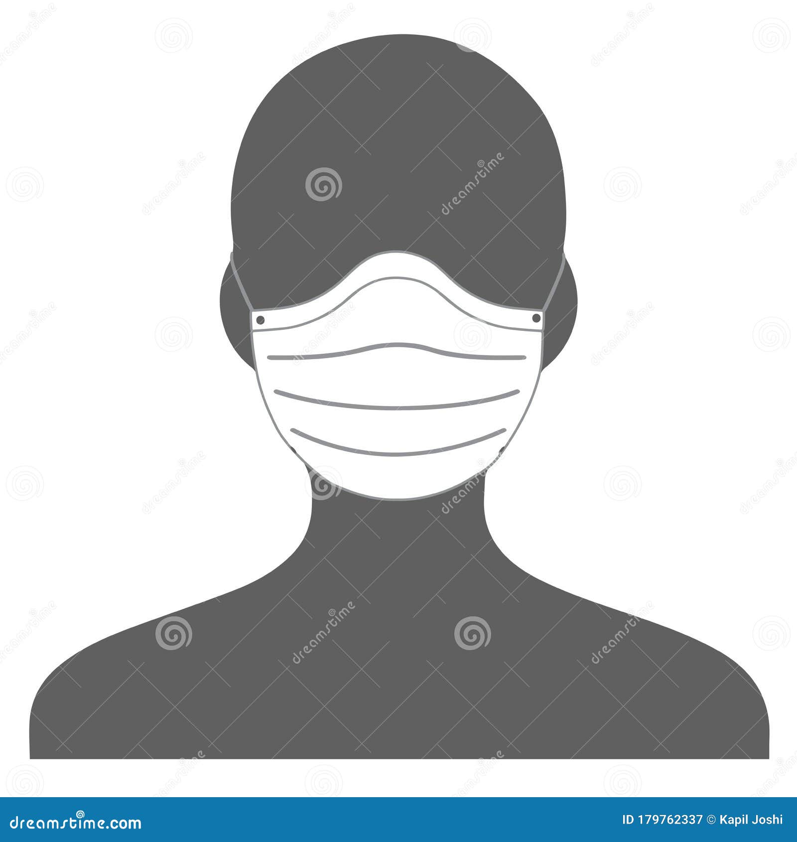 Grey Color Human Icon Wearing White Mask Stock Vector Illustration of