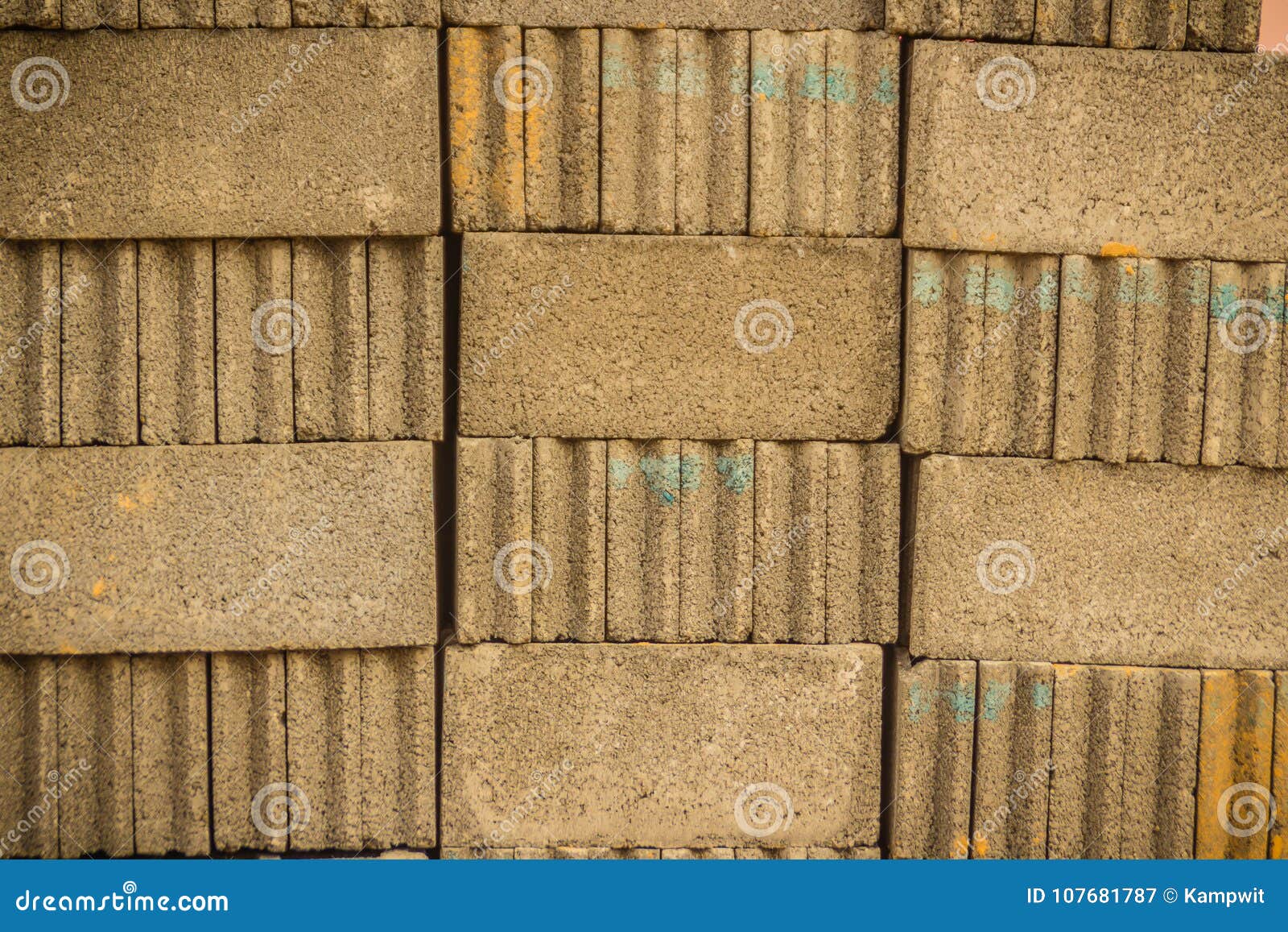 Grey Concrete Blocks on the Pallet for Construction. Background Stock