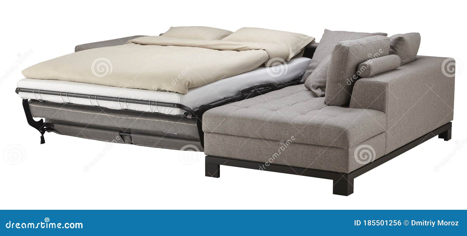 Grey corner couch bed stock photo. Image of bedding 185501256