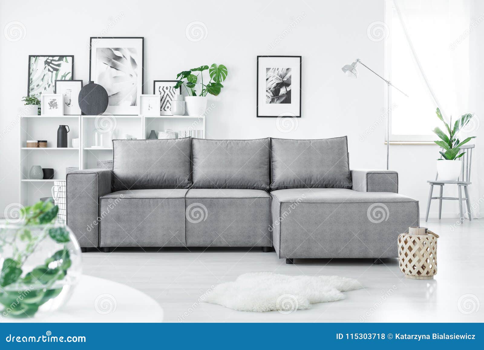 Grey Corner Sofa Stock Photo Image Of Decor Black 115303718