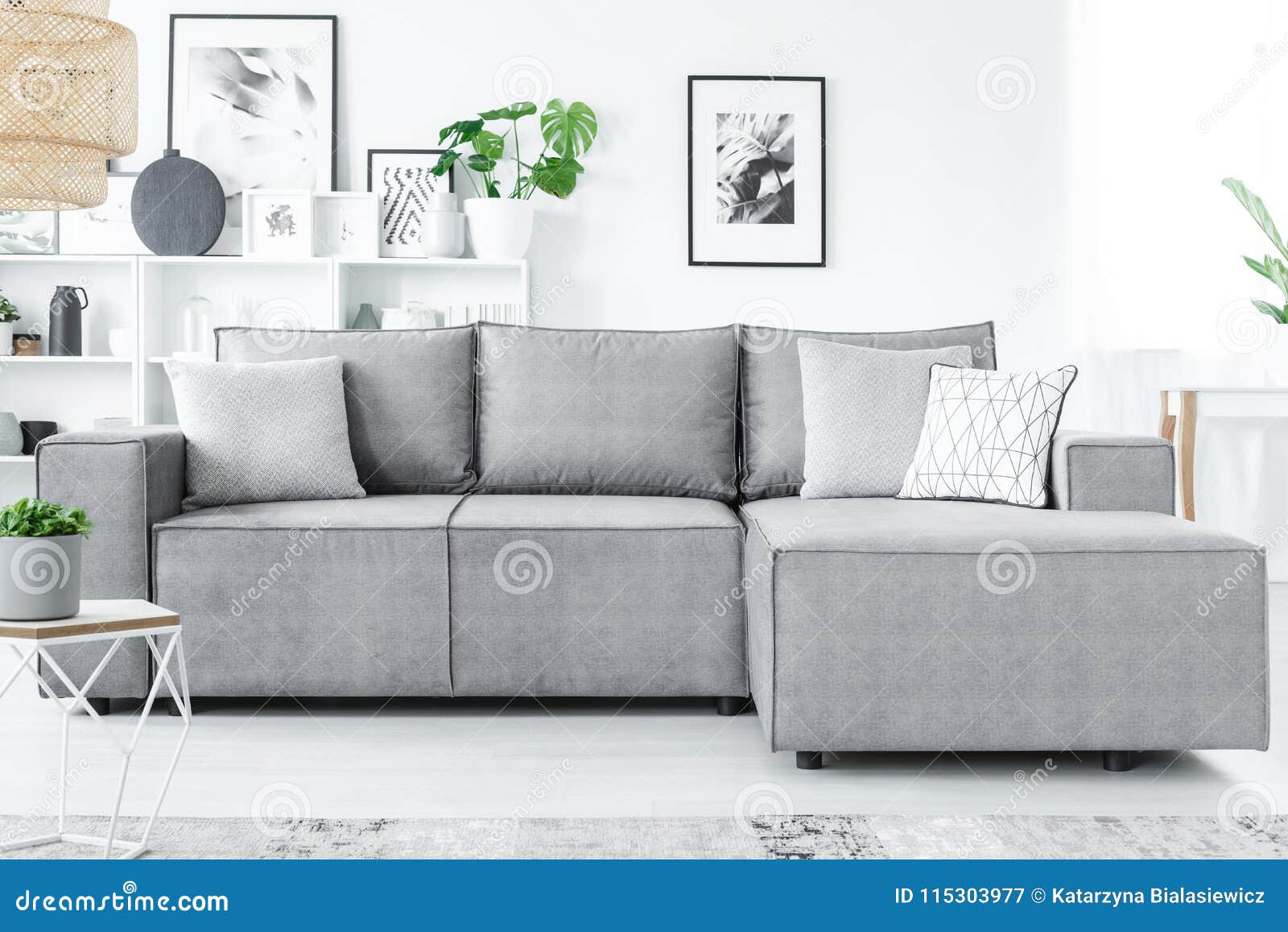 Grey And White Living Room Stock Image Image Of Settee
