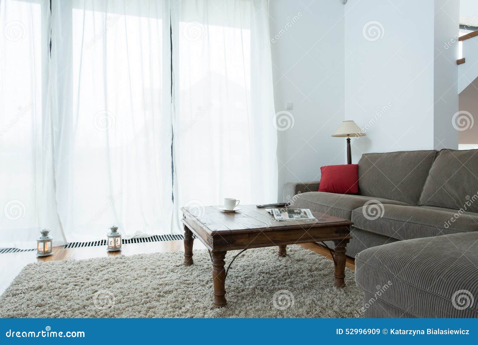 Grey Couch And Coffee Table Stock Image - Image of furniture, floor: 52996909
