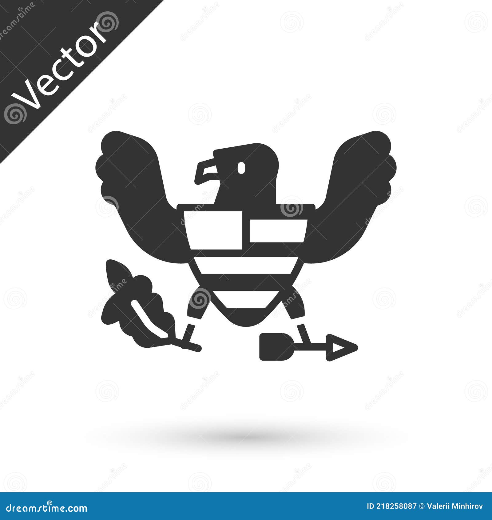 Grey Eagle Icon Isolated on White Background. American Presidential Symbol Stock Vector