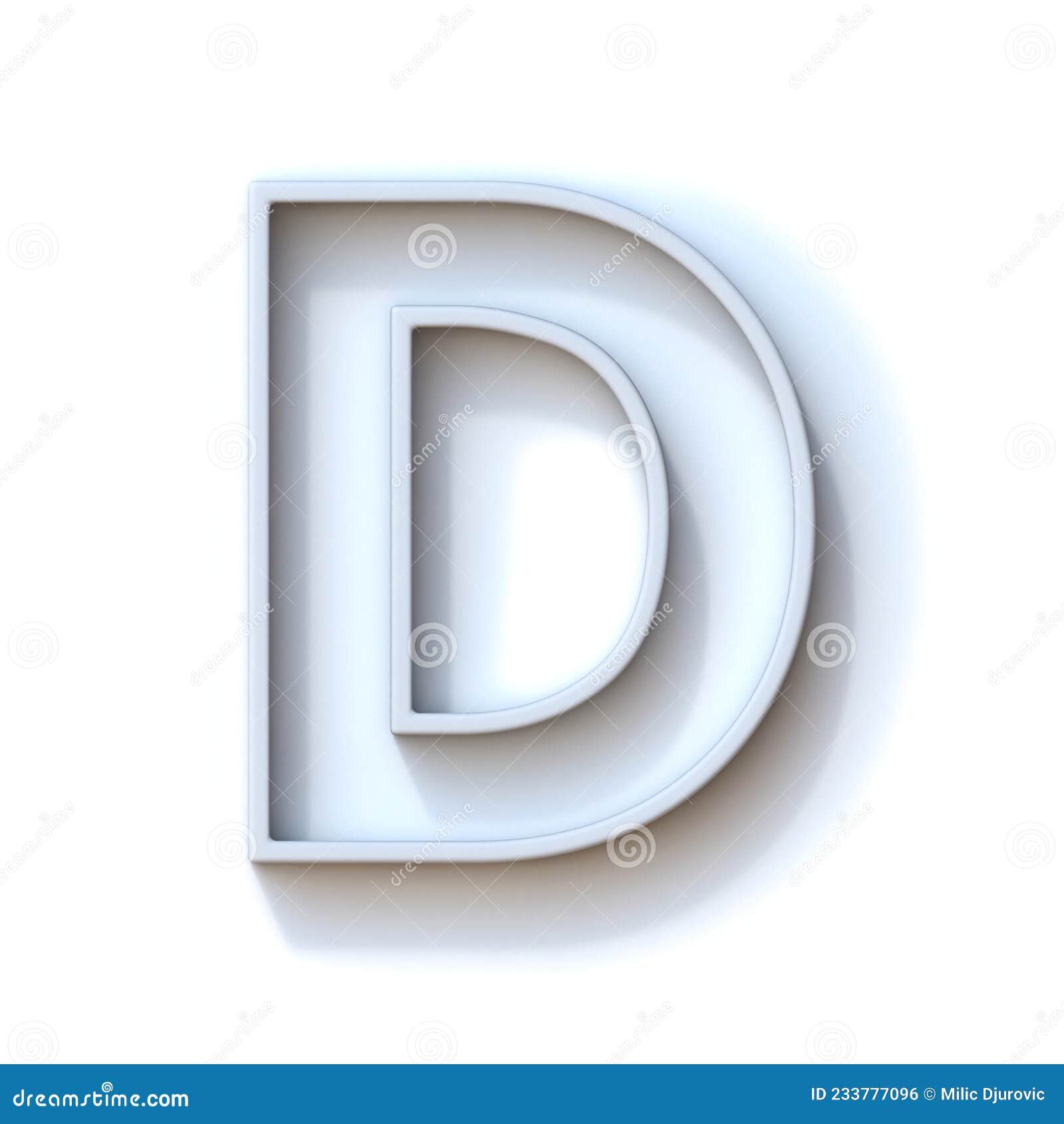 Grey Extruded Outlined Font with Shadow Letter D 3D Stock Illustration ...