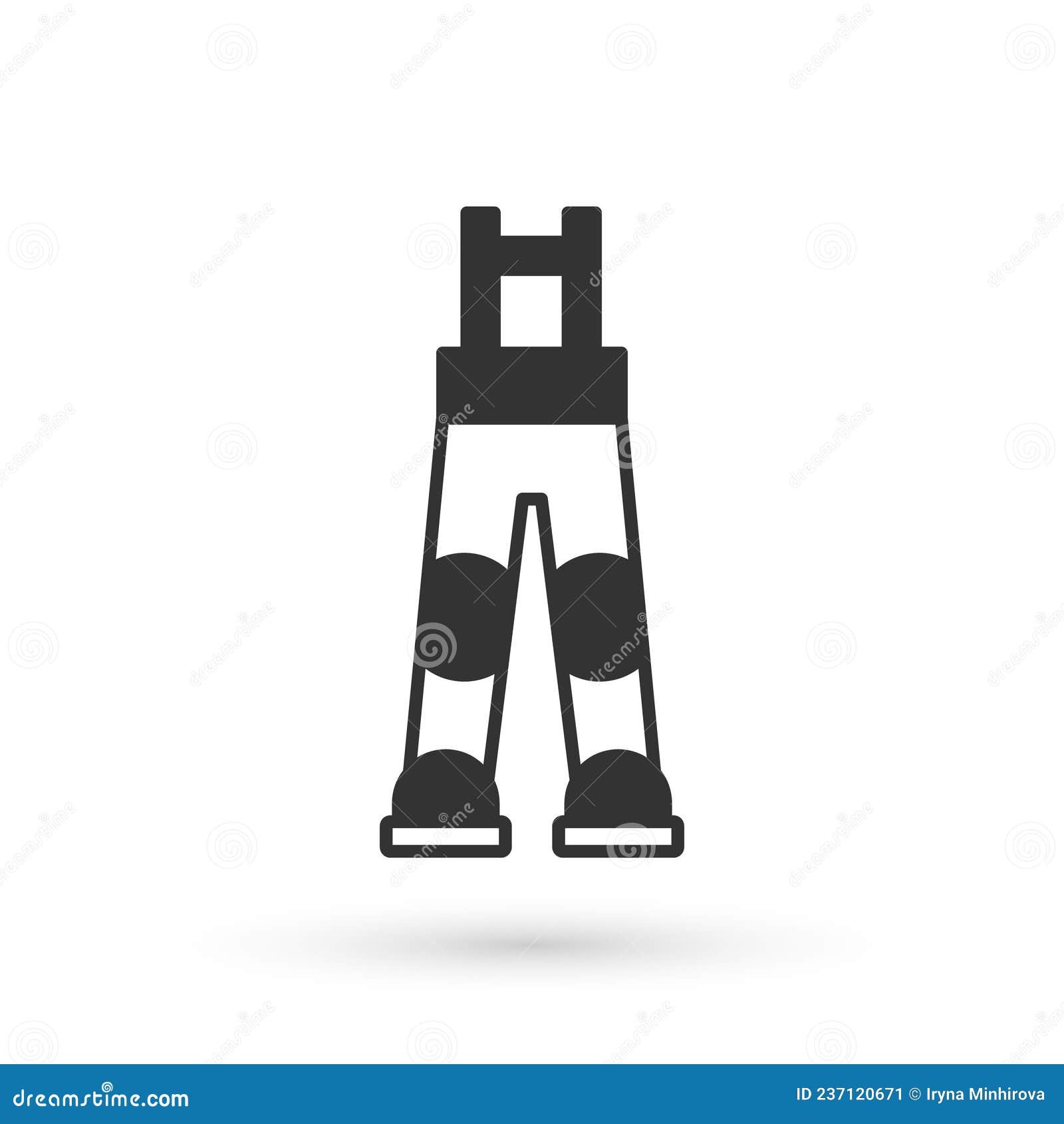 Grey Fisherman Rubber Pants Icon Isolated on White Background. Vector